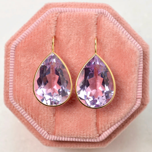 Amethyst and 14k Gold Drop Earrings