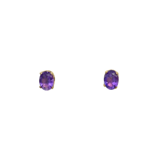 Vintage Amethyst And 14k Gold Post Earrings