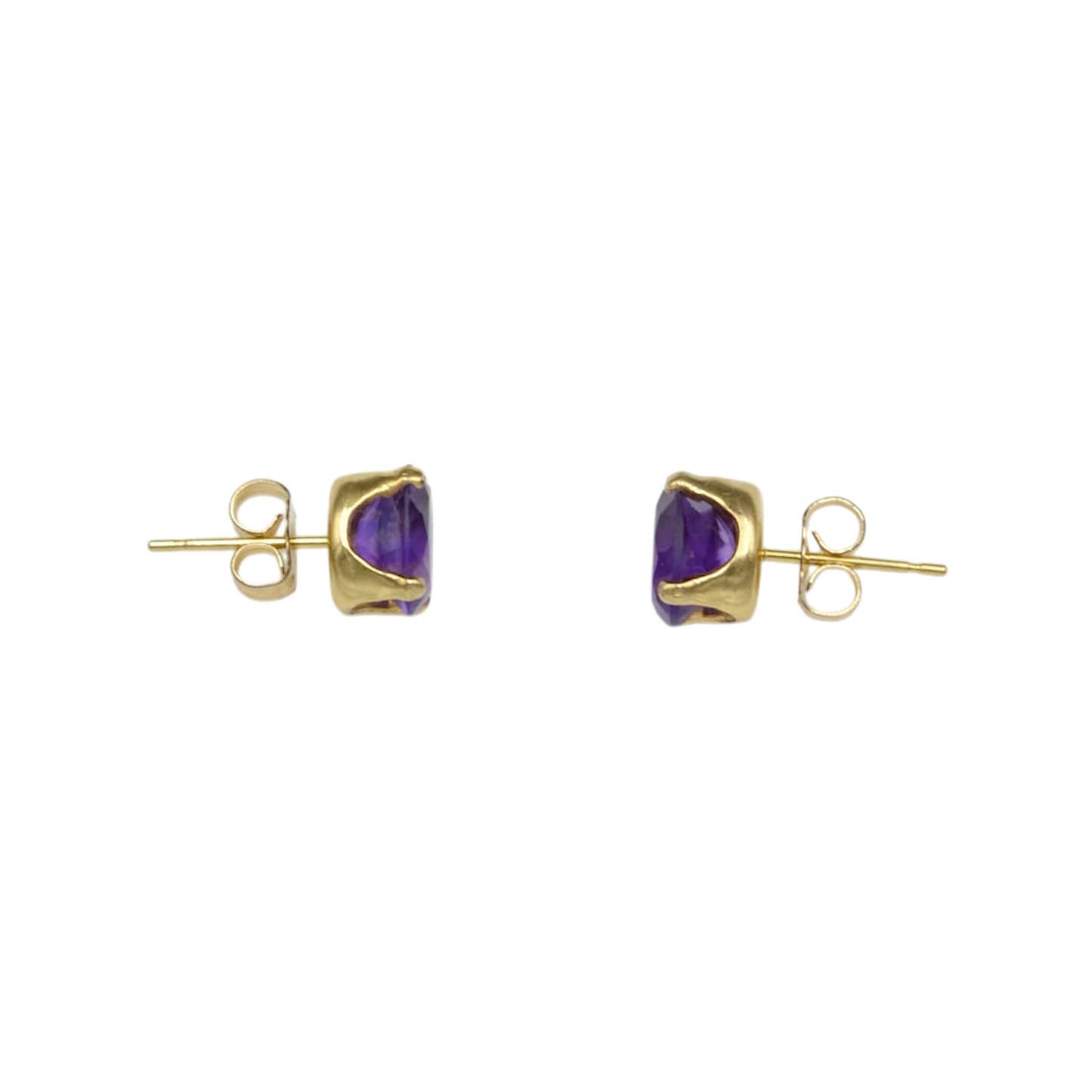 Vintage Amethyst And 14k Gold Post Earrings