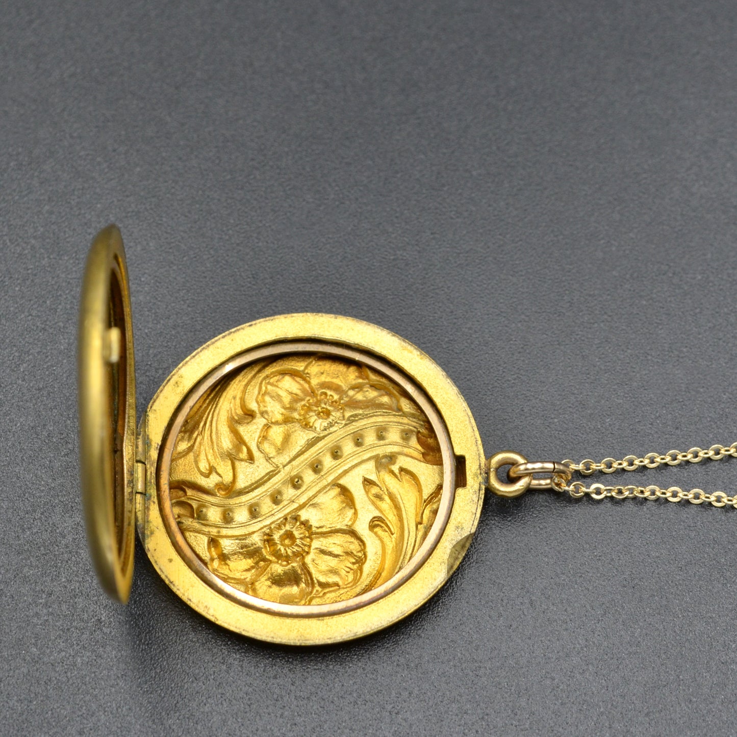 Antique Victorian Gold-fill and Paste Anemone Flower Locket