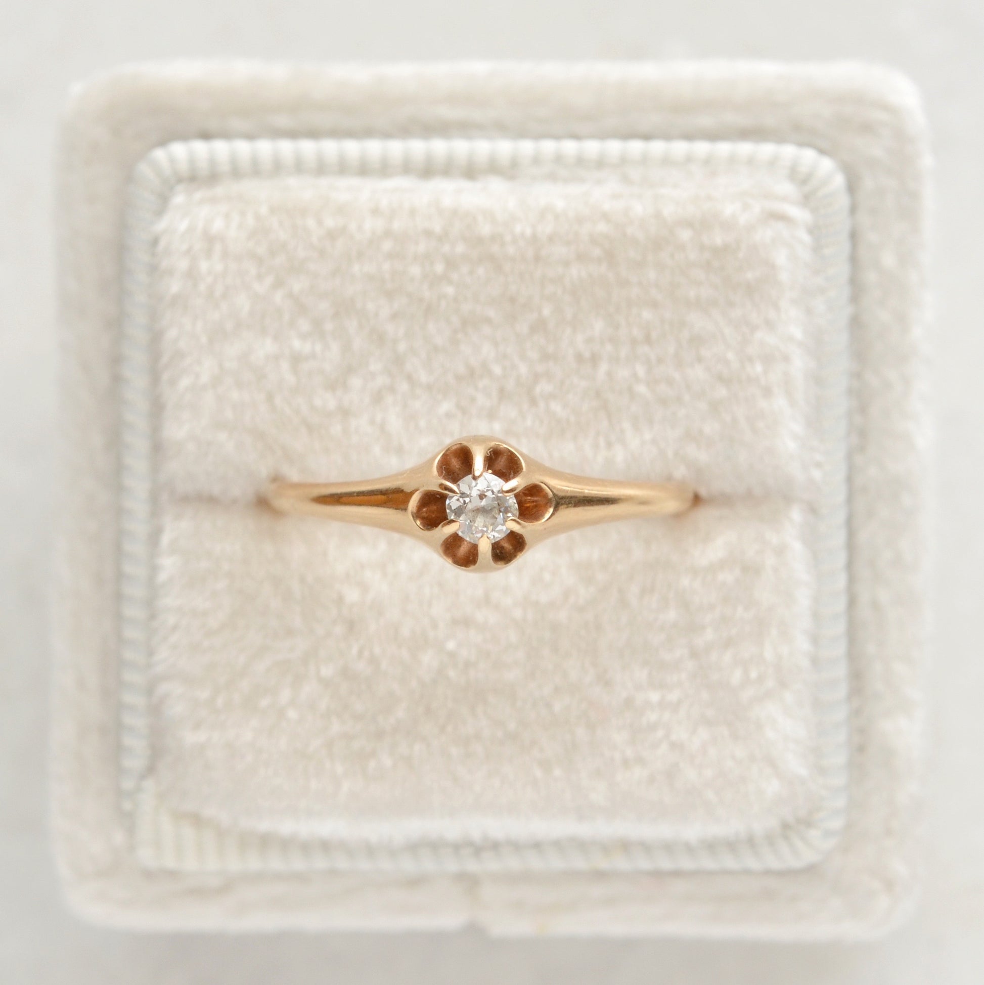 Antique Diamond and 14k Gold Belcher Ring