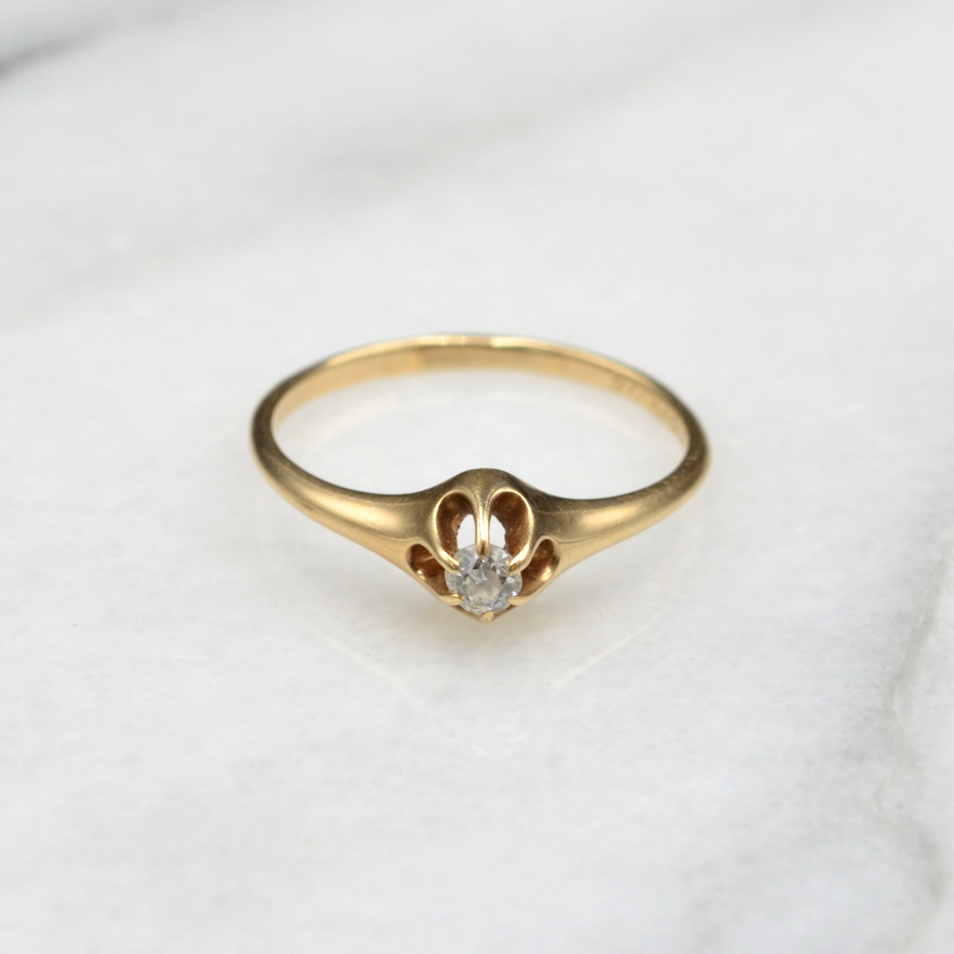 Antique Diamond and 14k Gold Belcher Ring