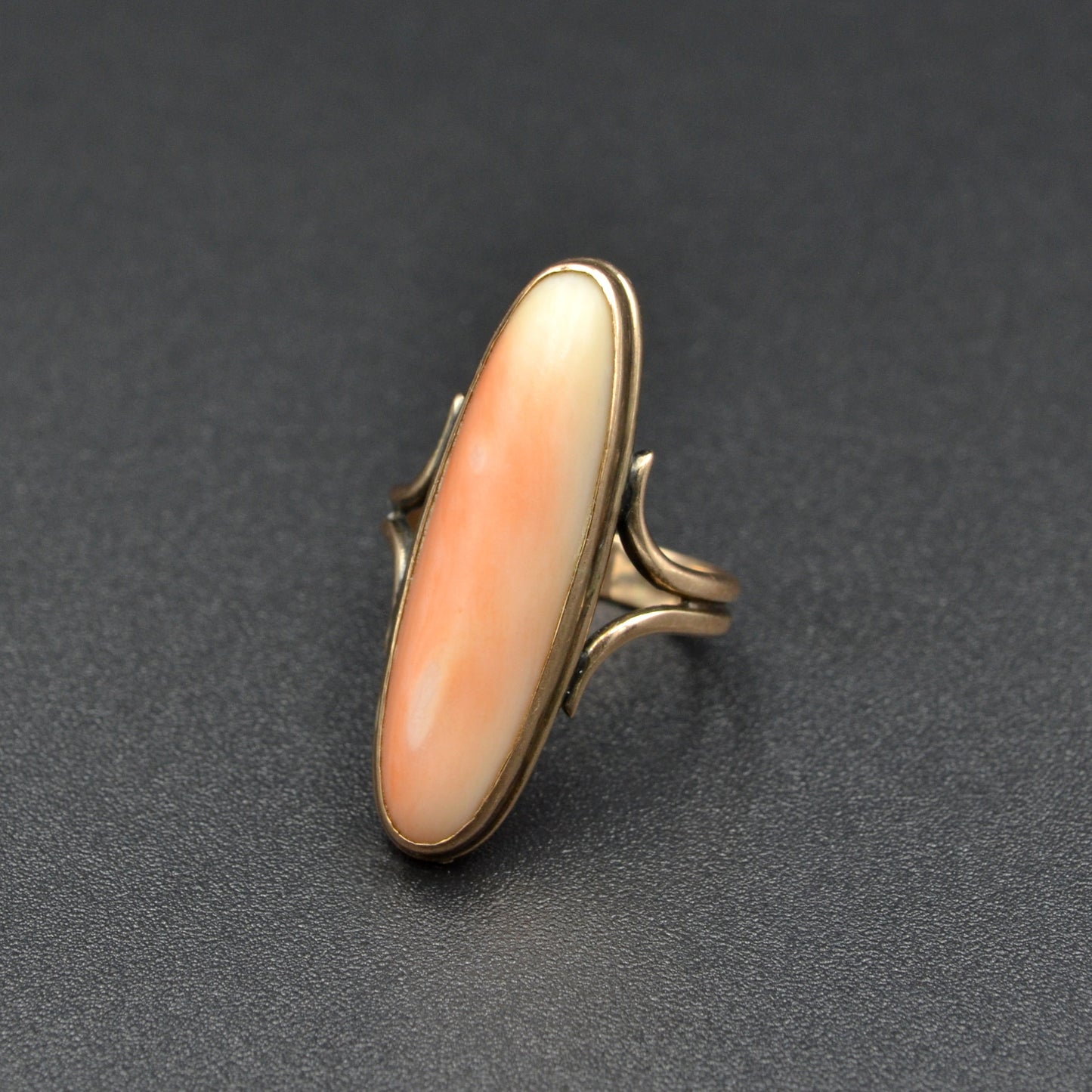 Antique Pink Angel Skin Coral and 14k Gold Ring