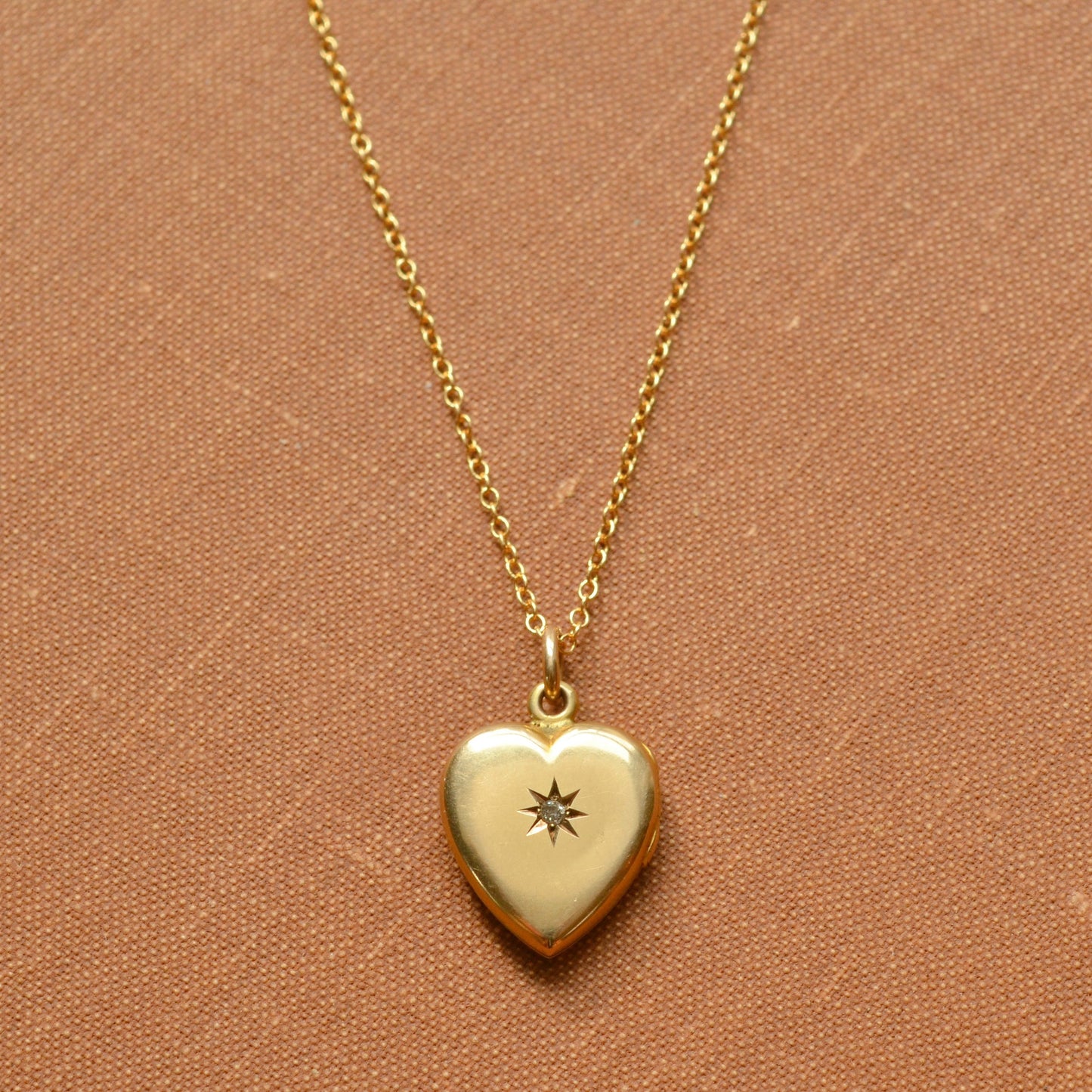 Antique Diamond and 14k Gold Heart Locket