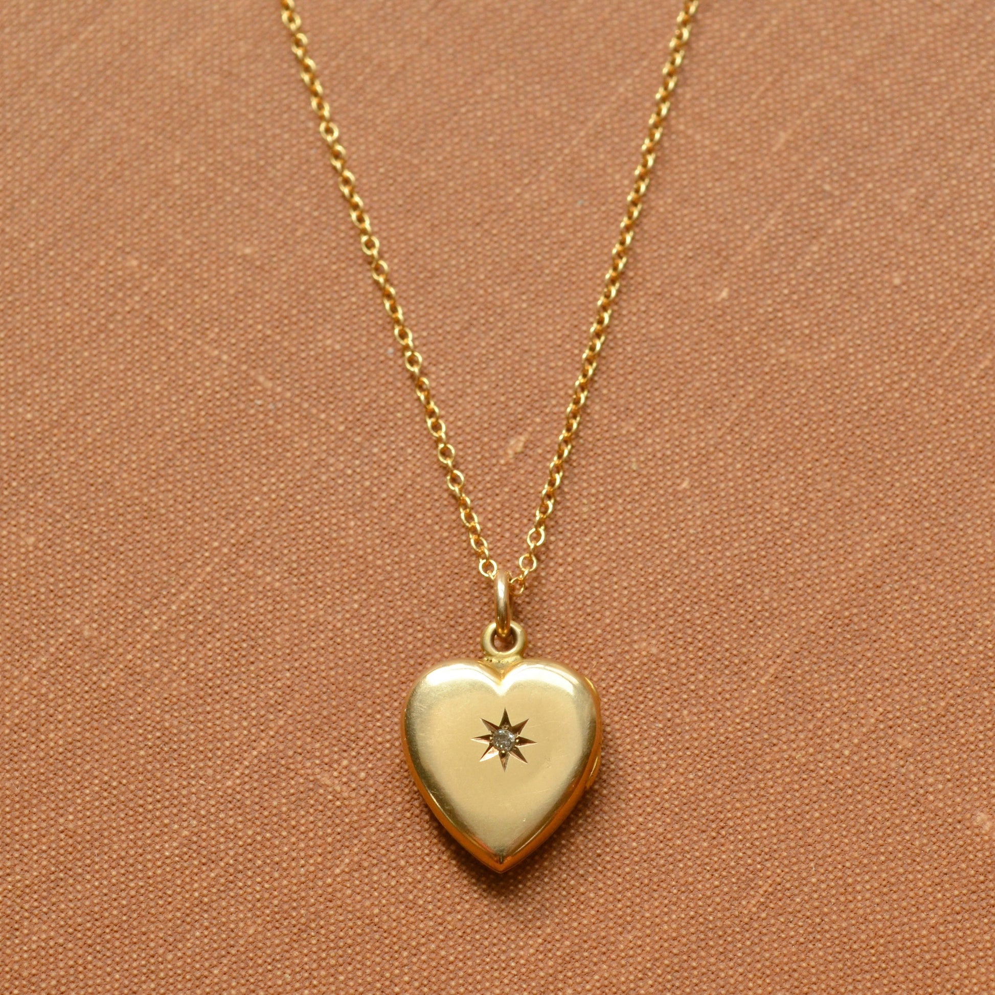 Antique Diamond and 14k Gold Heart Locket
