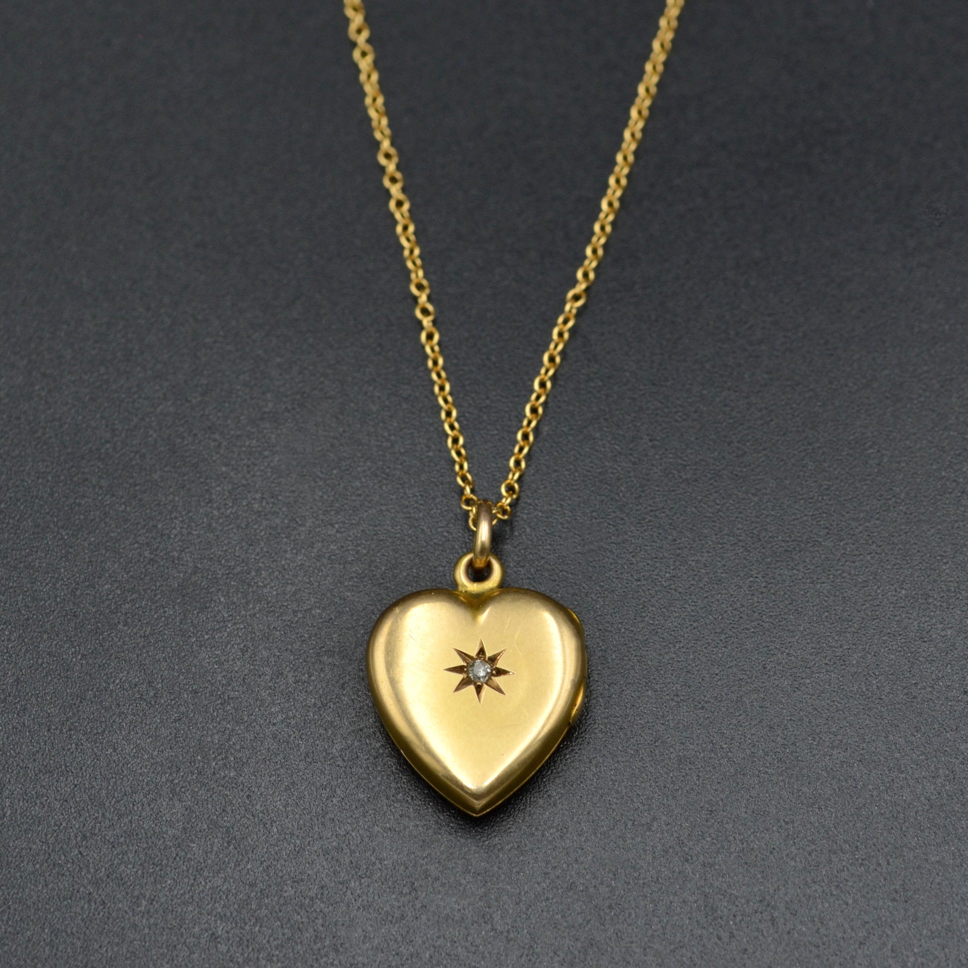 Antique Diamond and 14k Gold Heart Locket