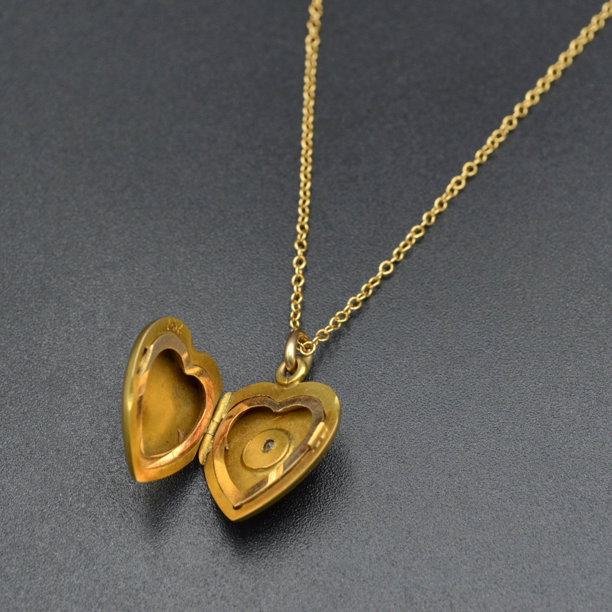 Antique Diamond and 14k Gold Heart Locket