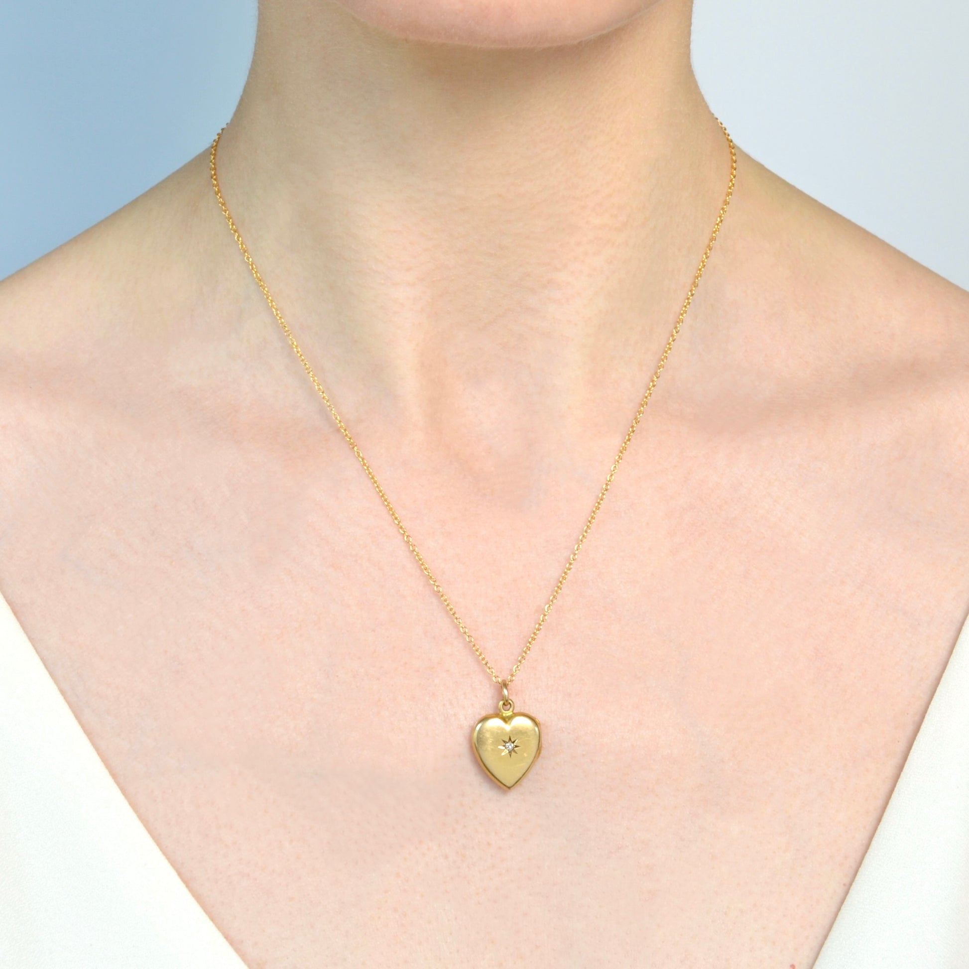Antique Diamond and 14k Gold Heart Locket