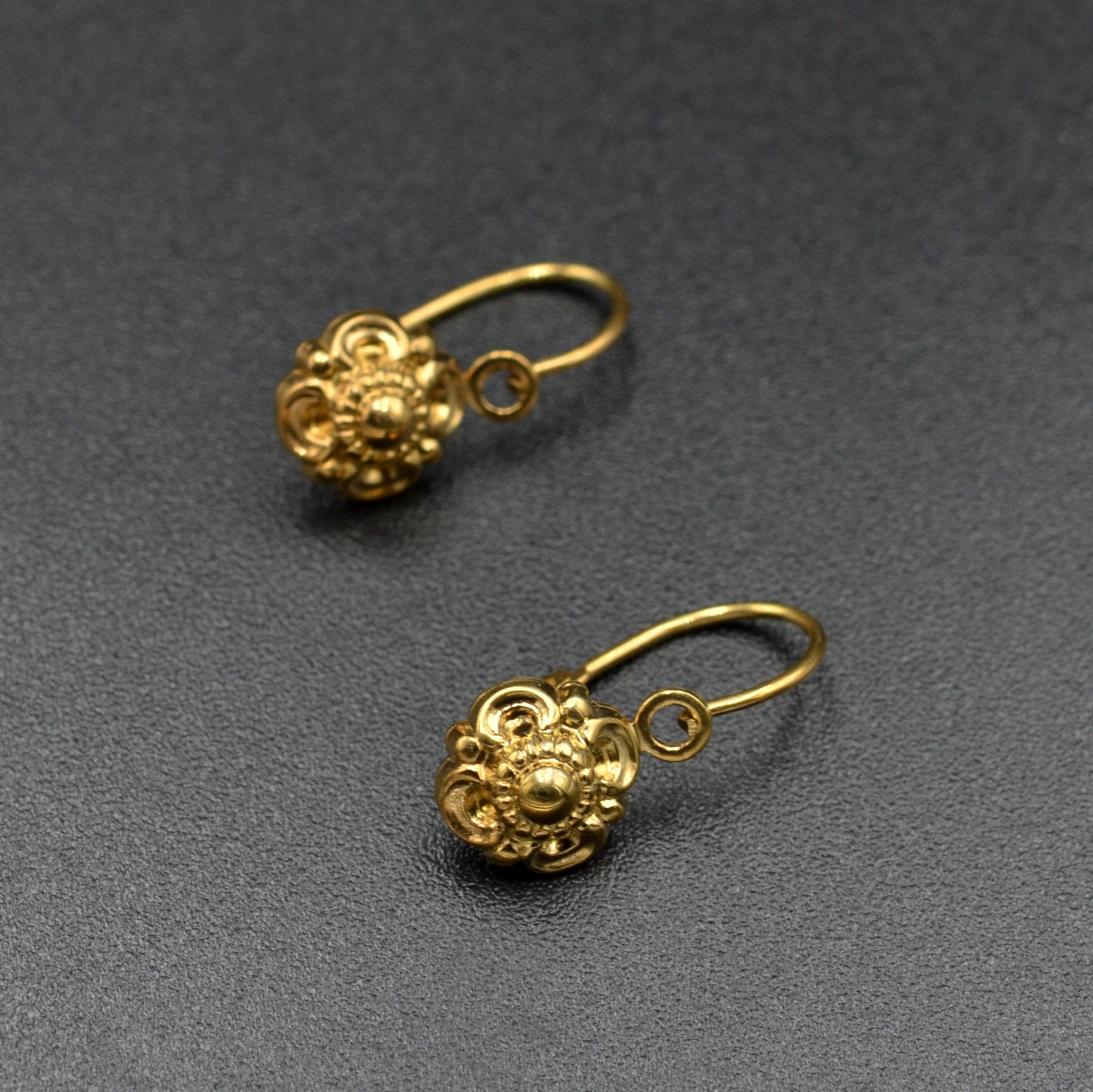 Antique 10k Gold Cannetille Dormeuse Earrings