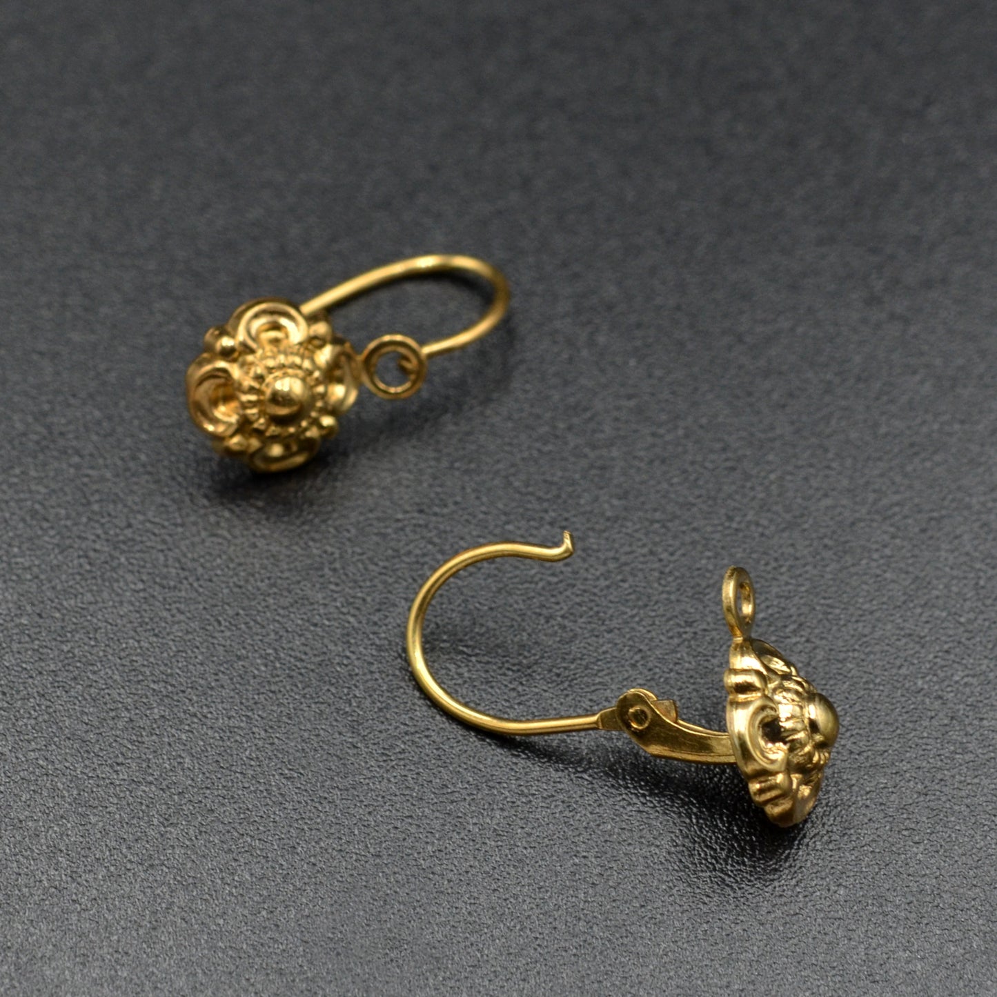 Antique 10k Gold Cannetille Dormeuse Earrings