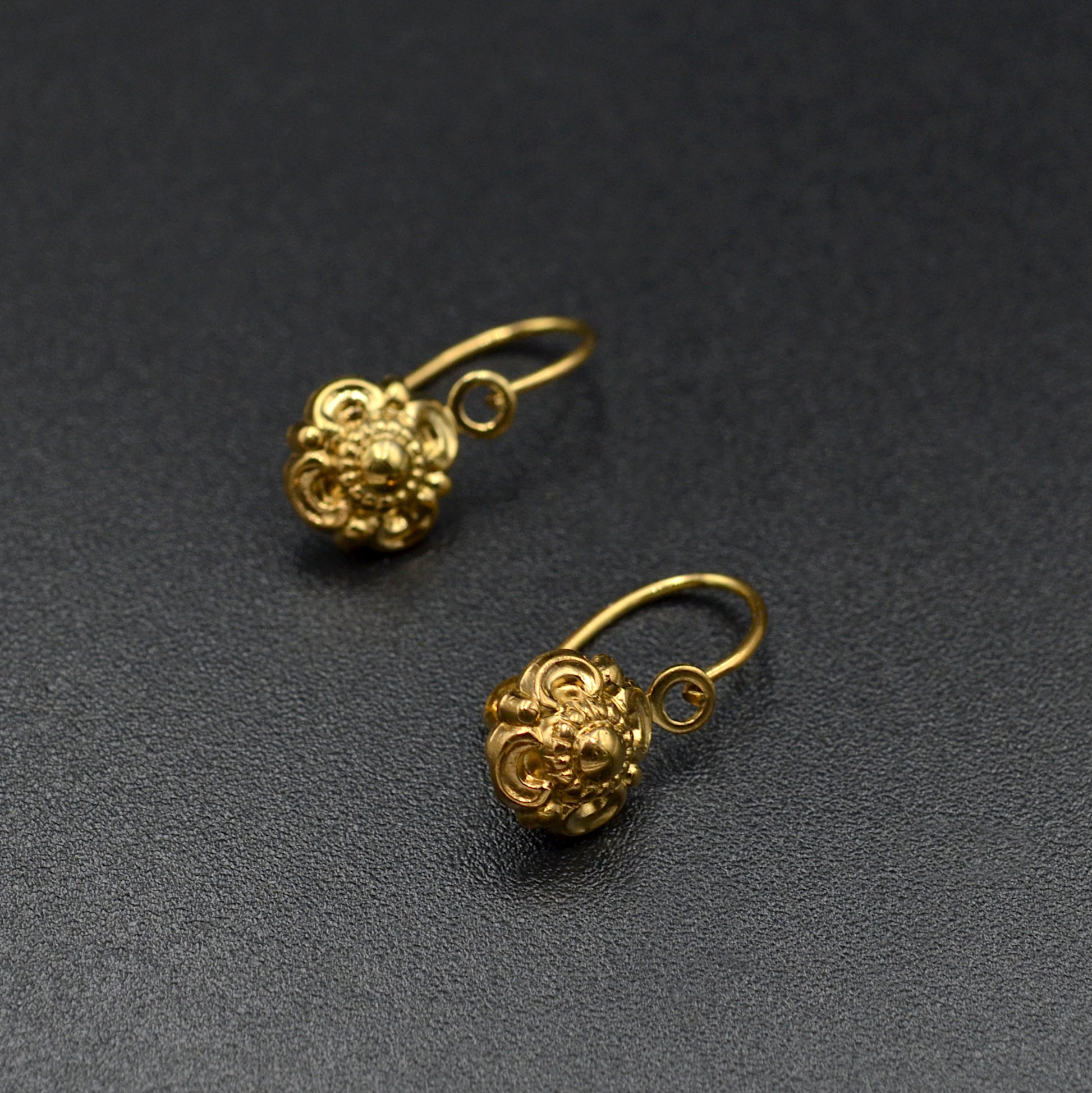 Antique 10k Gold Cannetille Dormeuse Earrings