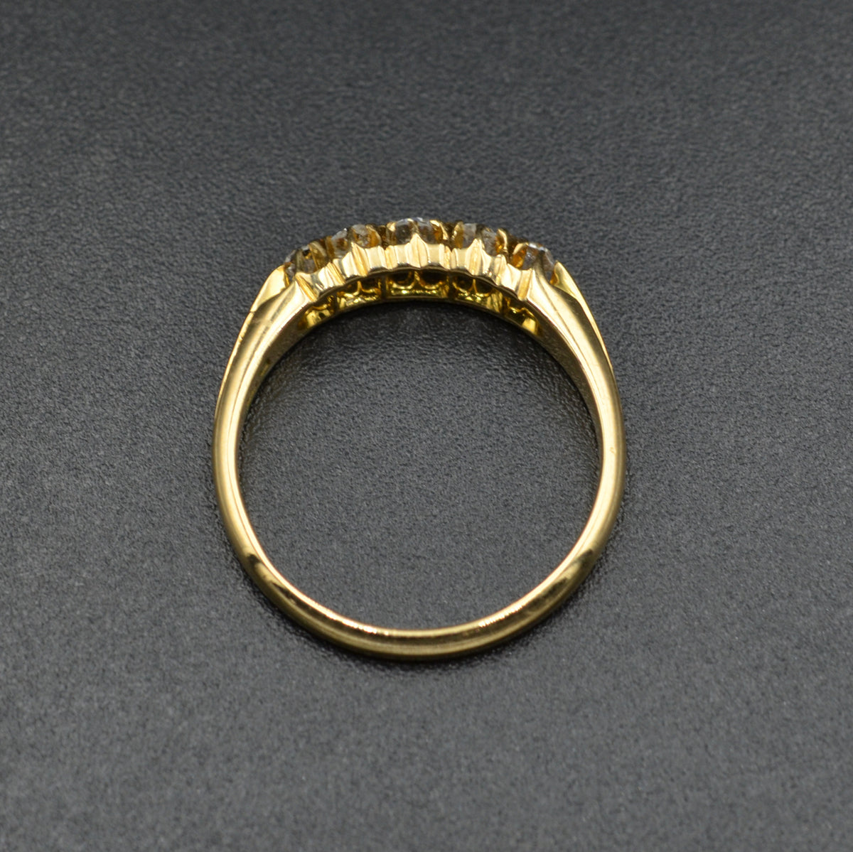 Antique Five Stone Old European Cut Diamond and 18 Karat Gold Ring