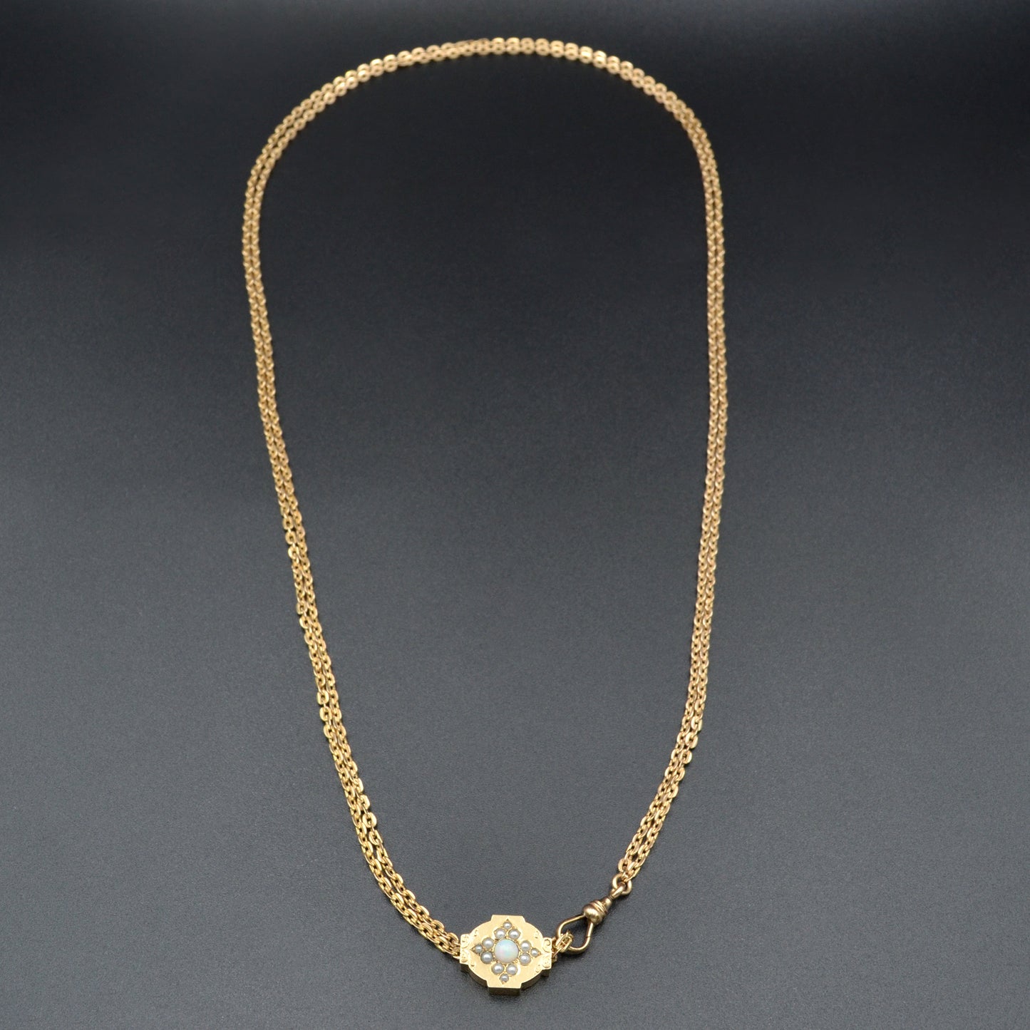 Antique Opal, Gold and Gold-filled Slide Chain Necklace