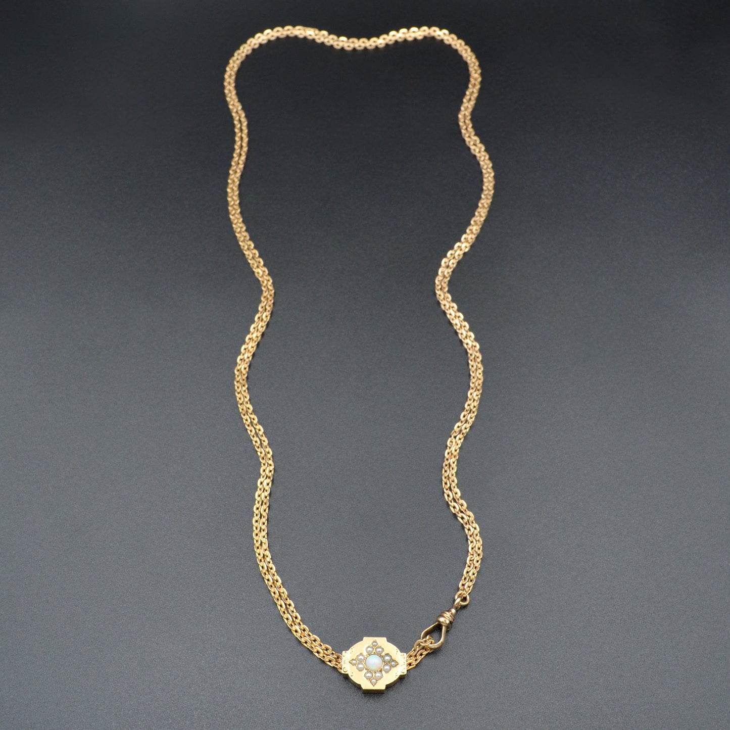 Antique Opal, Gold and Gold-filled Slide Chain Necklace