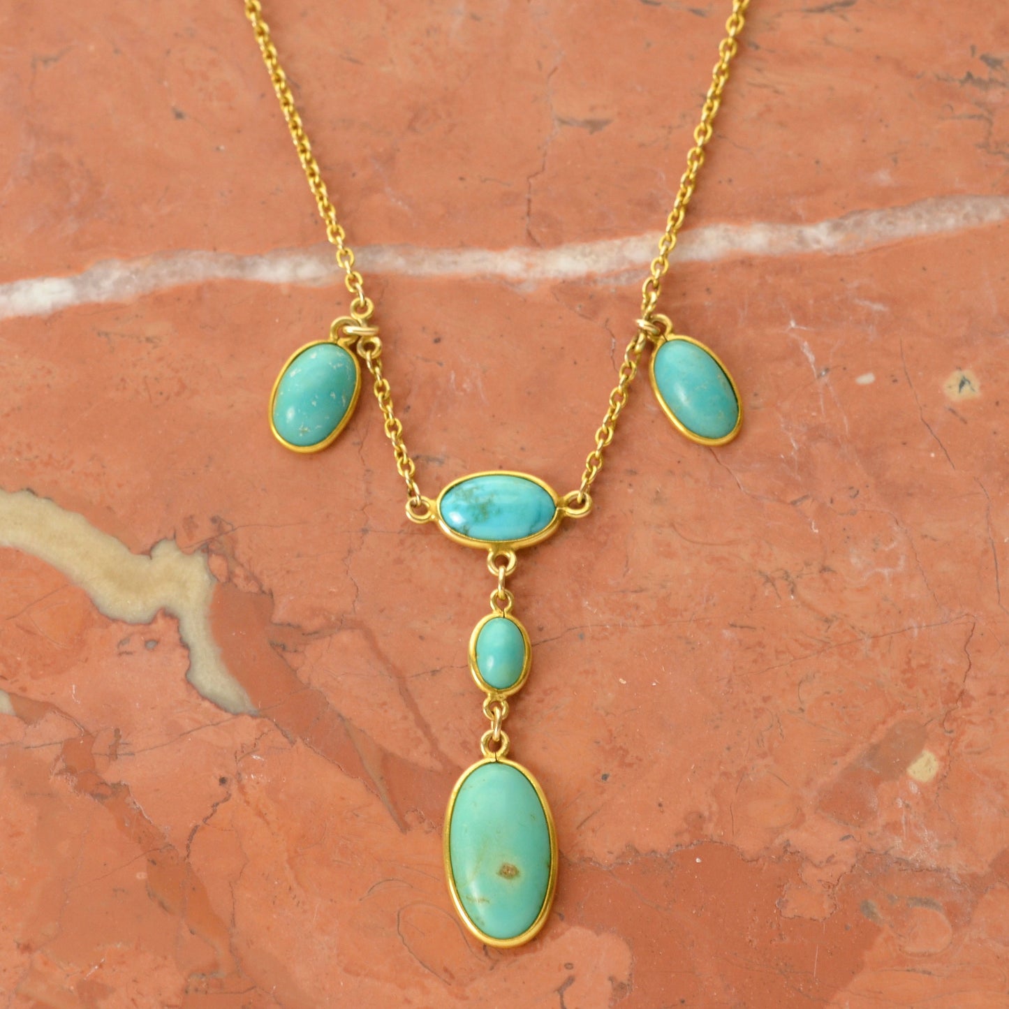 Antique Victorian Turquoise and 10k Gold Necklace
