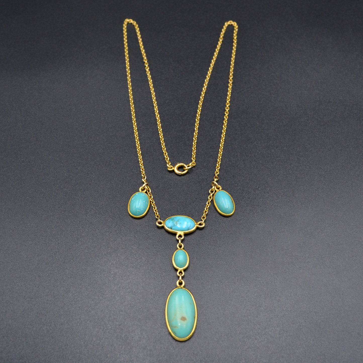 Antique Victorian Turquoise and 10k Gold Necklace