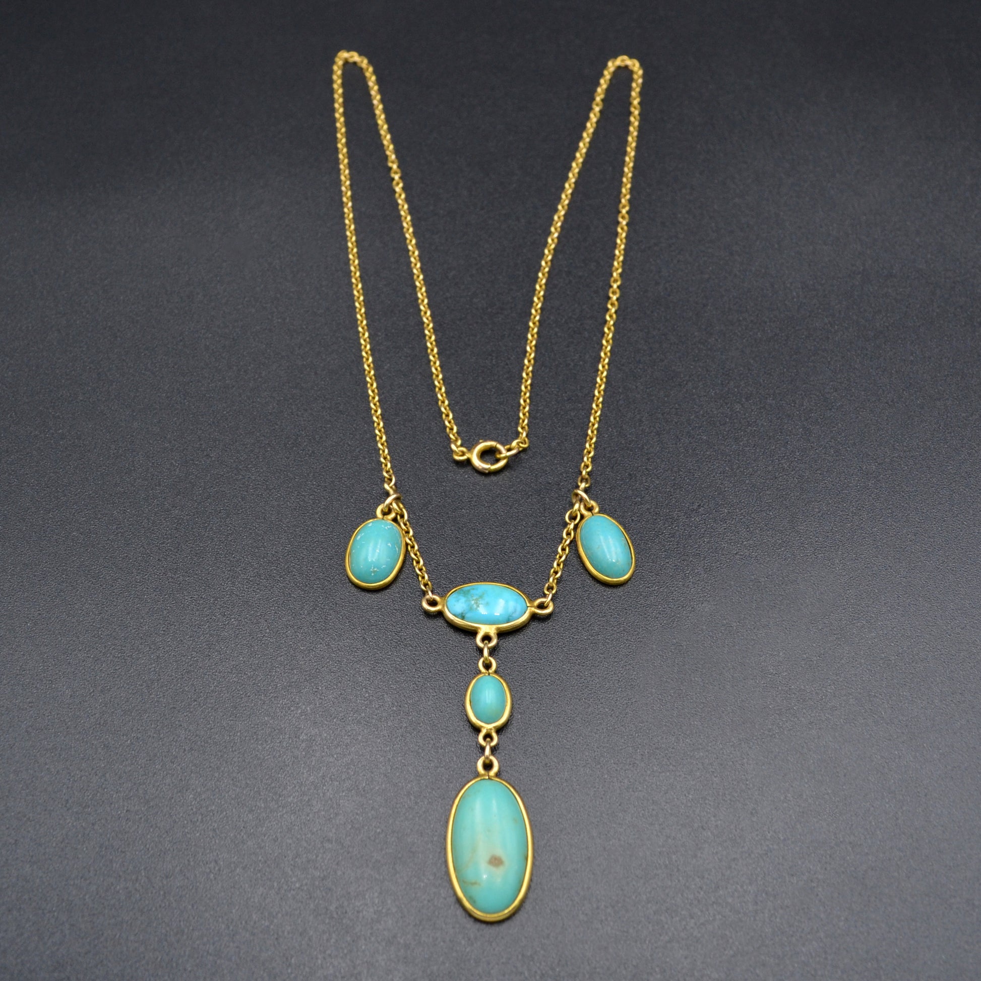 Antique Victorian Turquoise and 10k Gold Necklace