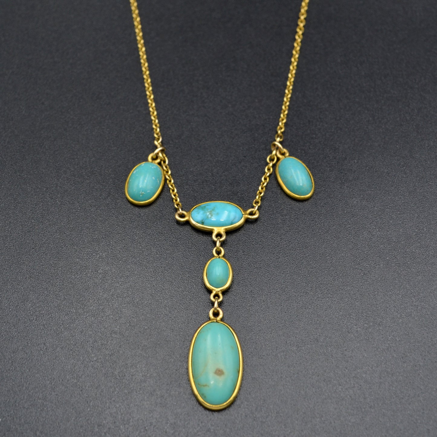 Antique Victorian Turquoise and 10k Gold Necklace