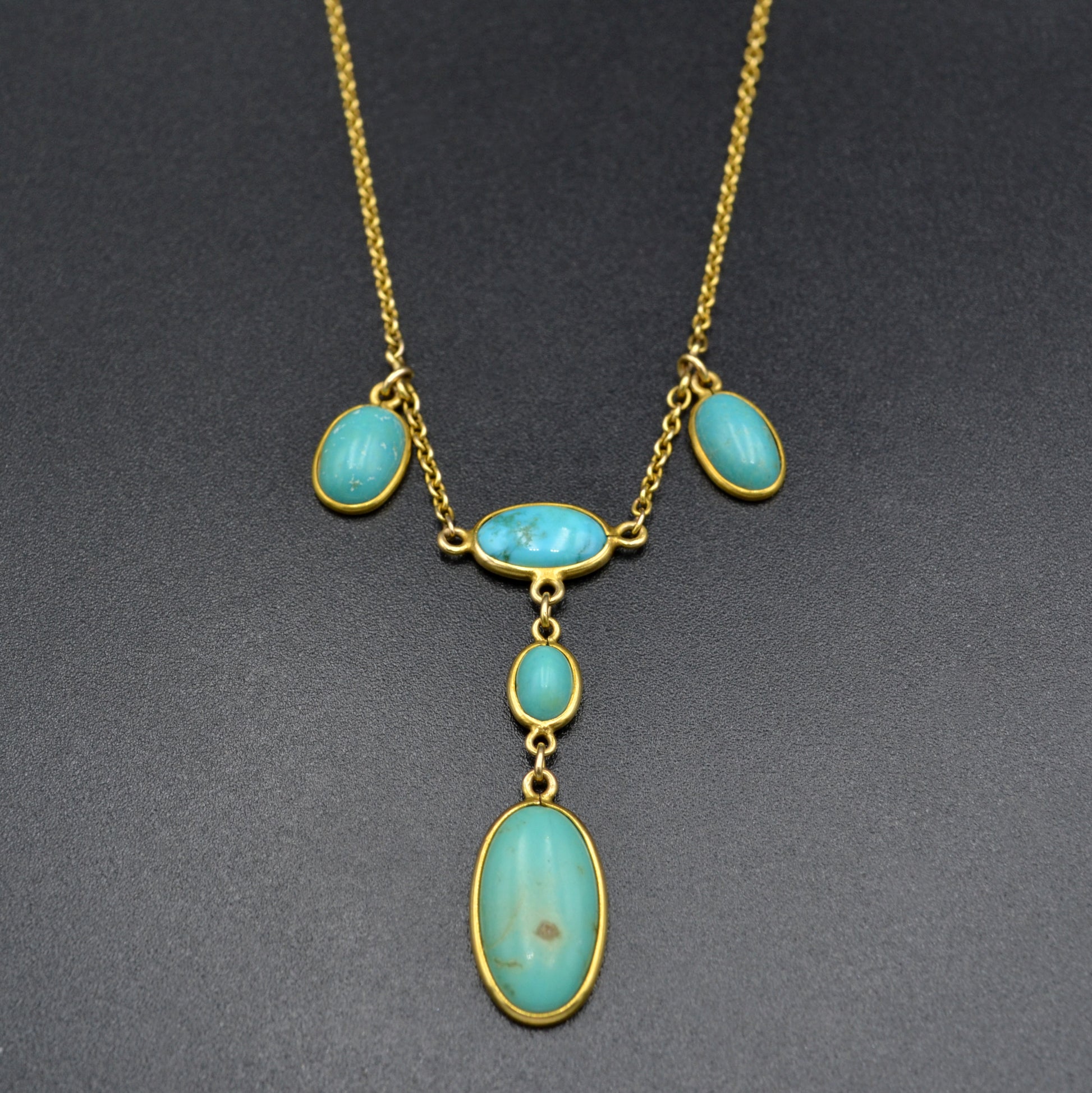 Antique Victorian Turquoise and 10k Gold Necklace