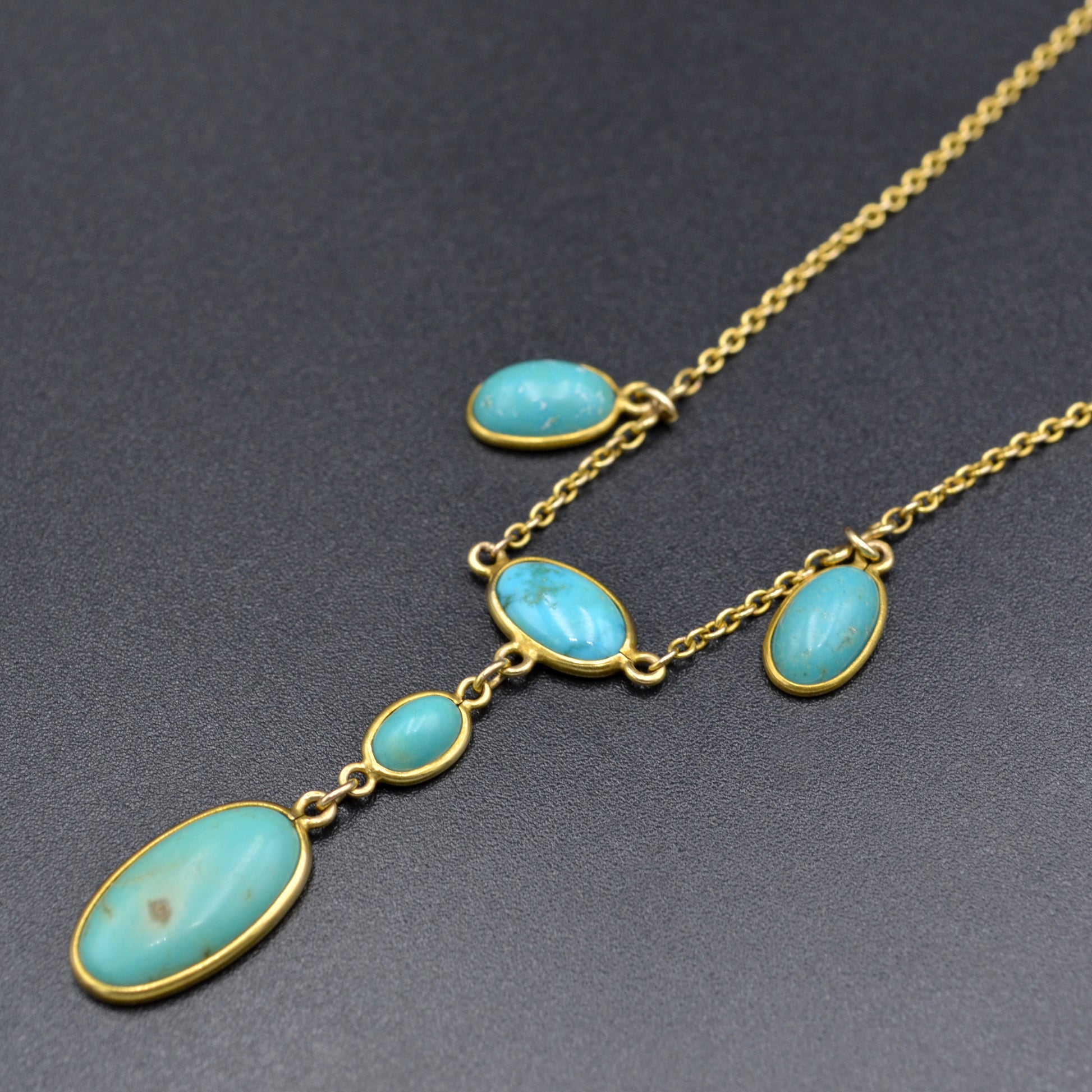 Antique Victorian Turquoise and 10k Gold Necklace