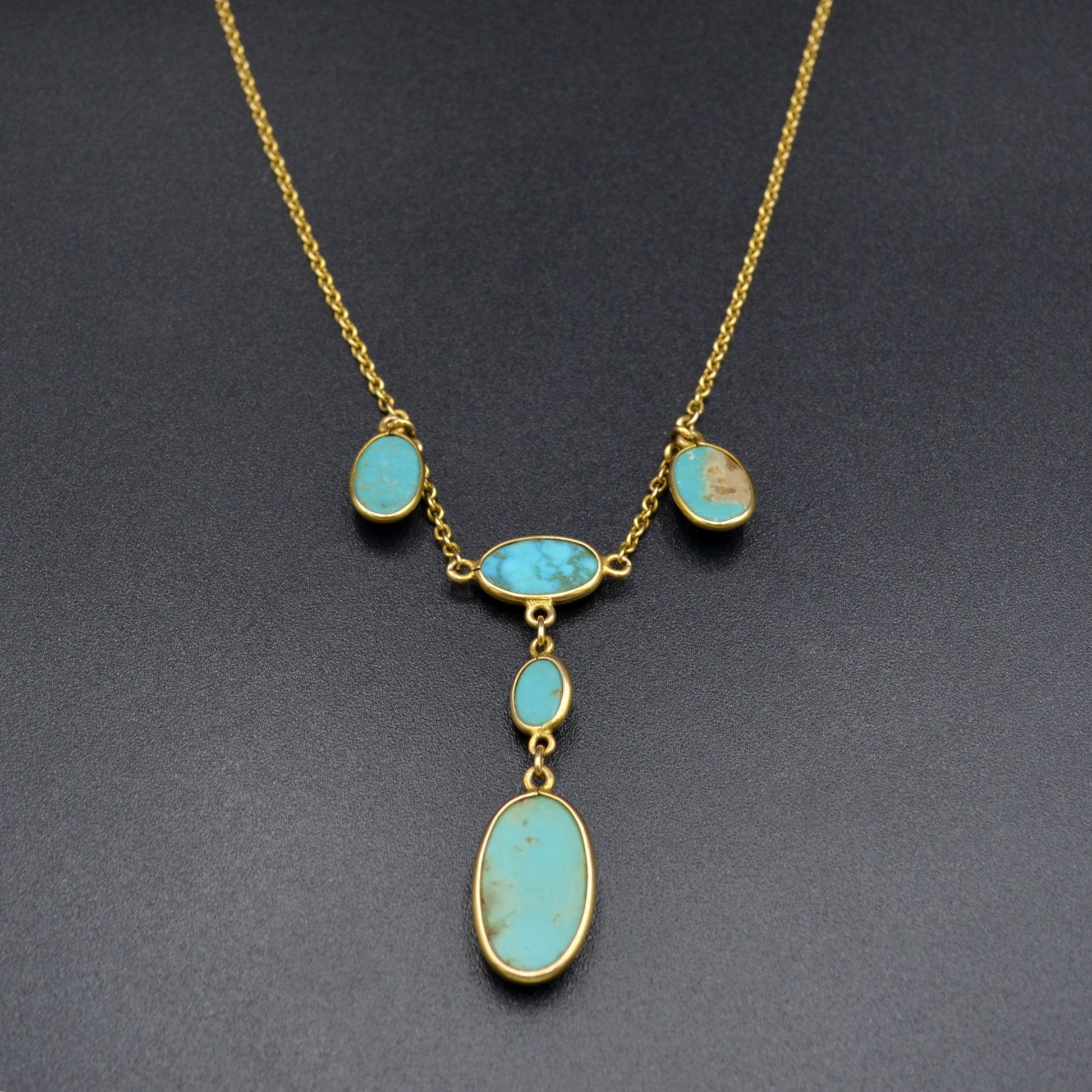 Antique Victorian Turquoise and 10k Gold Necklace