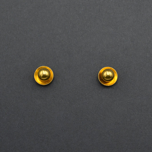 Gold Ball and Disc Post Earrings