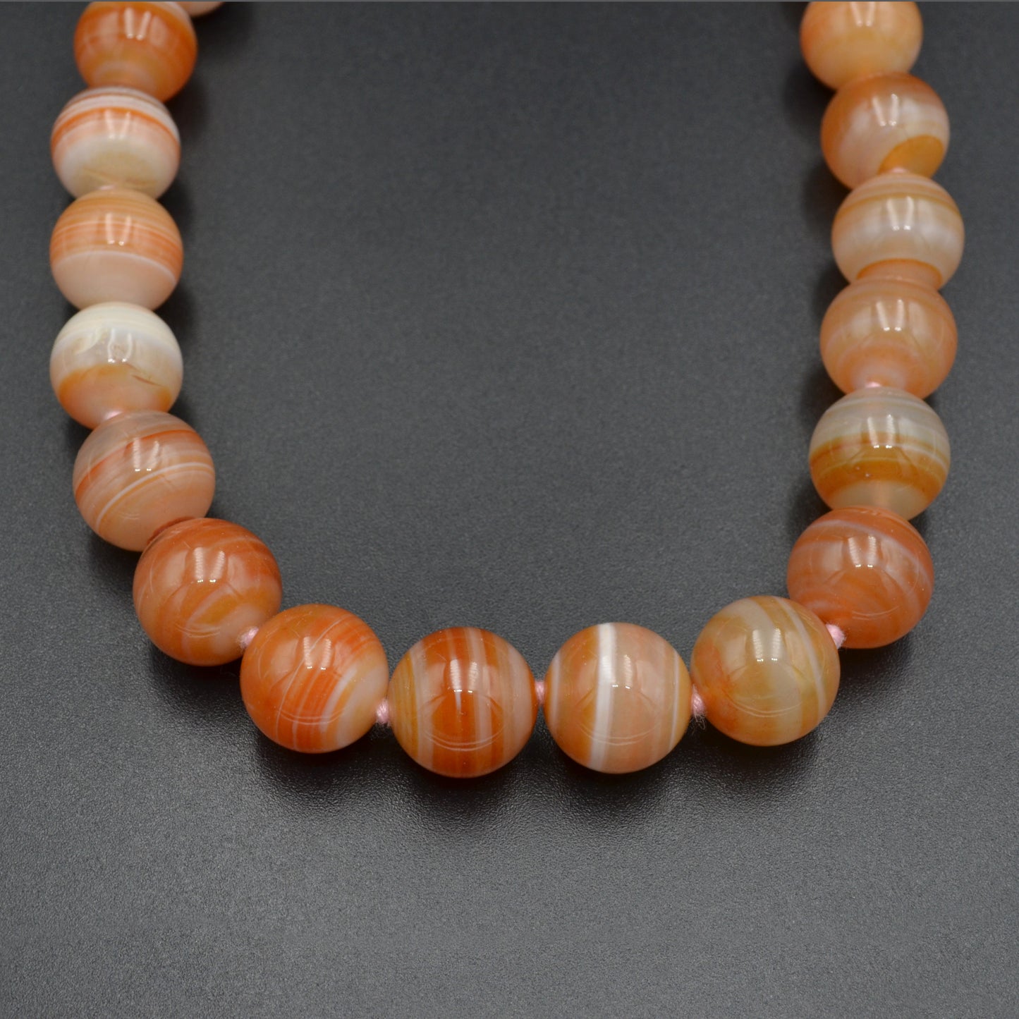 Vintage Banded Agate and 14k Gold Beaded Necklace