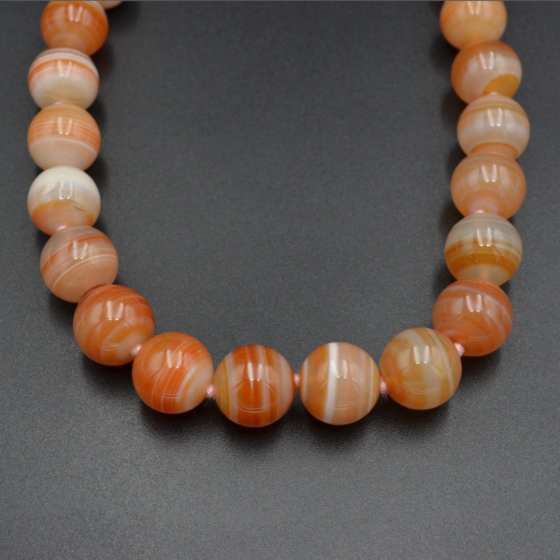 Vintage Banded Agate and 14k Gold Beaded Necklace