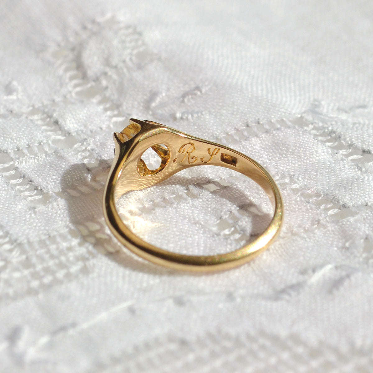 Antique Old European Cut Diamond Solitaire 14 Karat Gold Ring