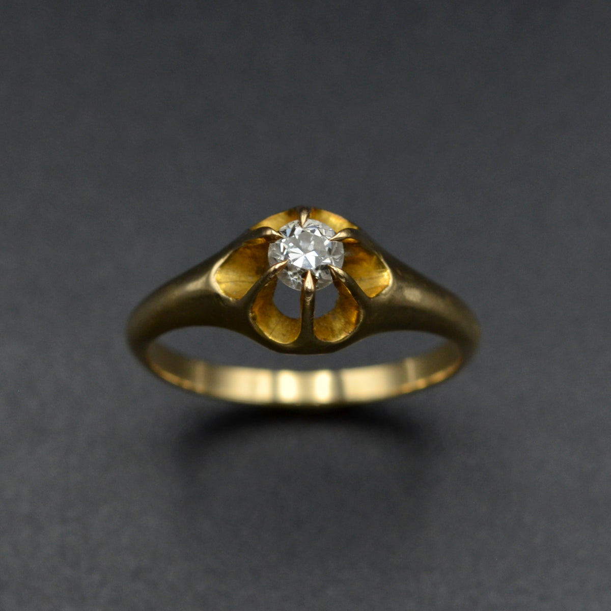Antique Old European Cut Diamond Solitaire 14 Karat Gold Ring