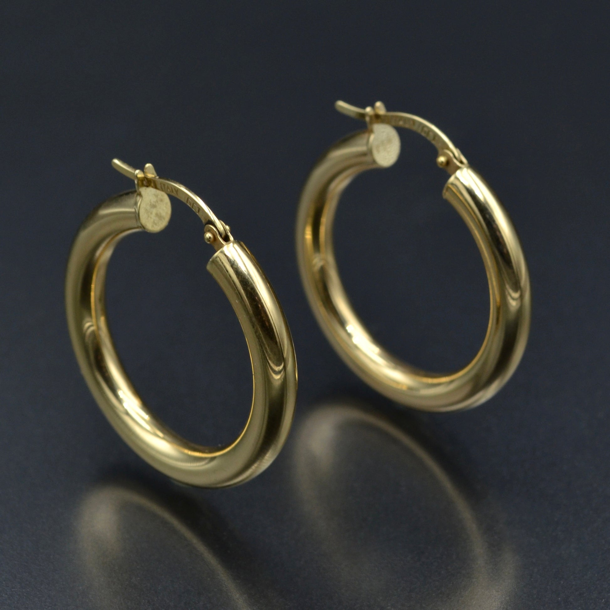 Vintage Chunky 14k Gold Hoop Earrings