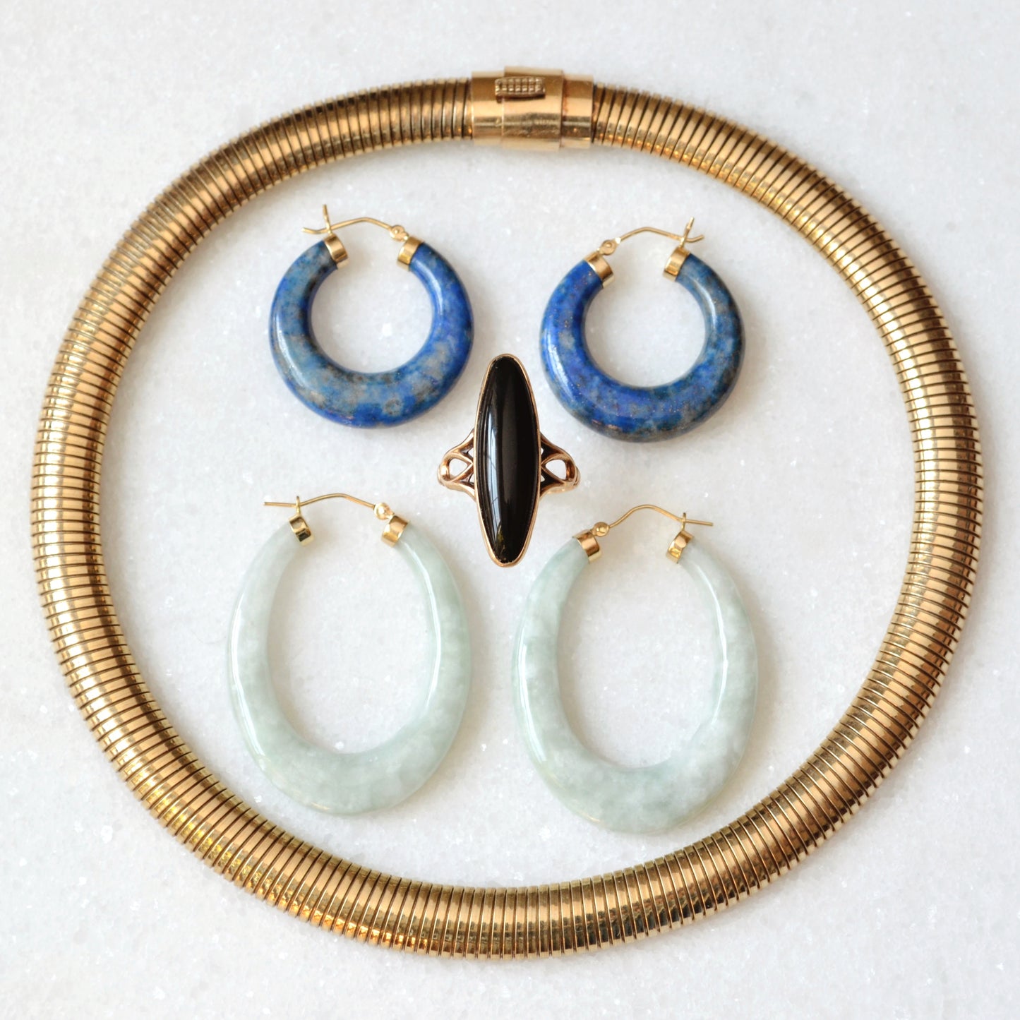 Elongated Oval Jade Earrings