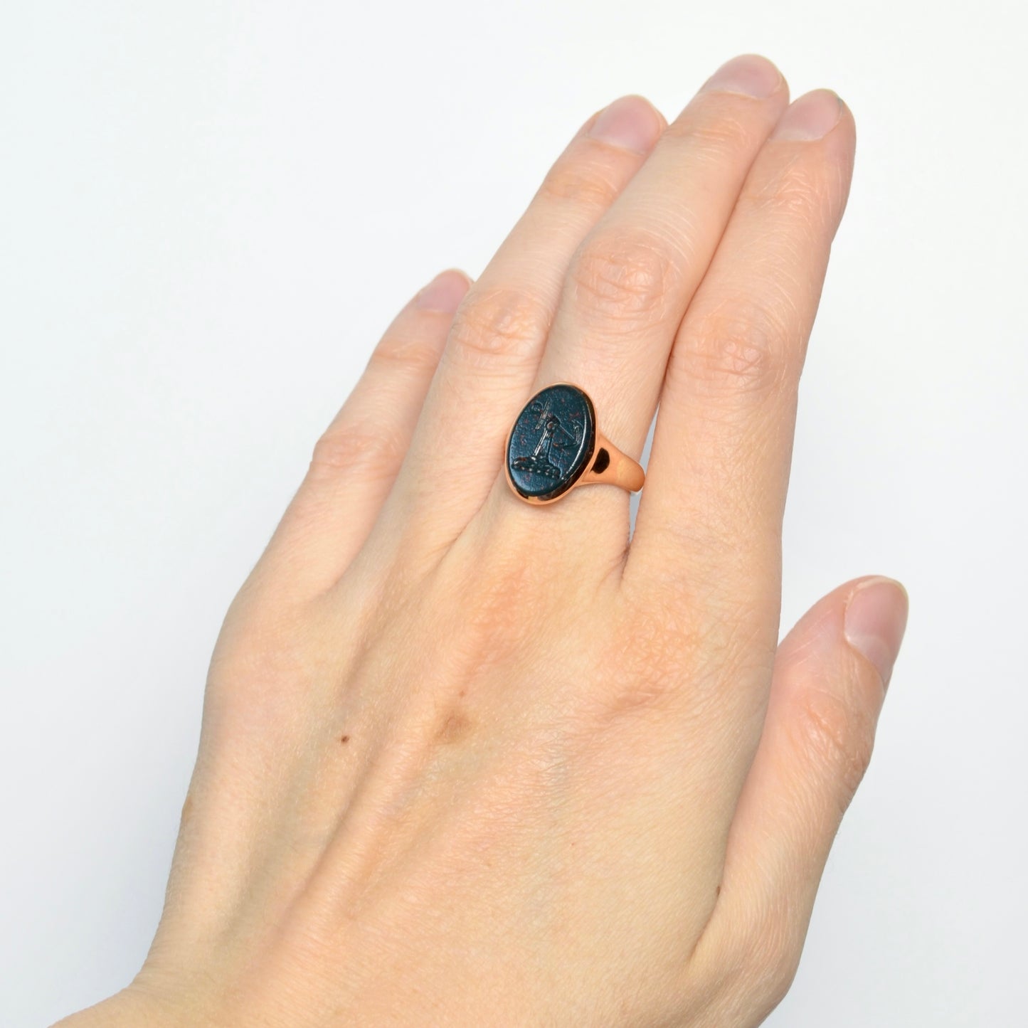 Bloodstone Intaglio and Gold Ring