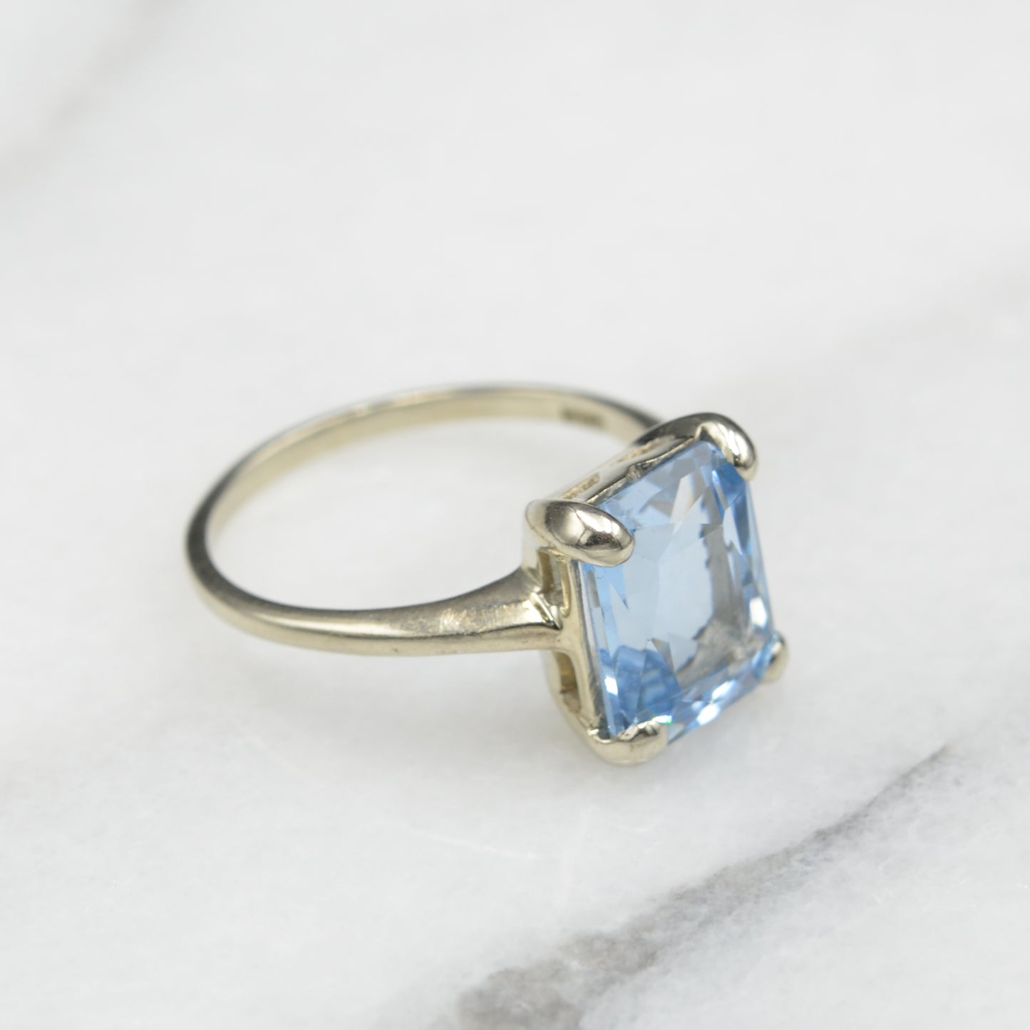 Vintage Synthetic Blue Spinel White Gold Cocktail Ring