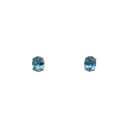 Vintage Blue Topaz And 14k Gold Post Earrings