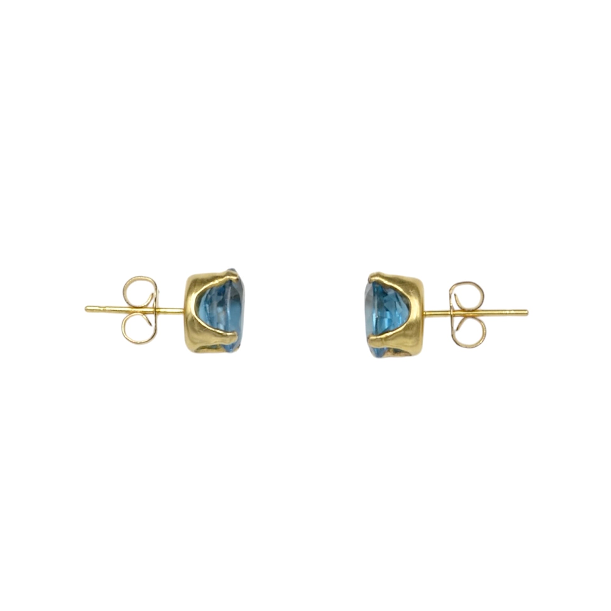 Vintage Blue Topaz And 14k Gold Post Earrings