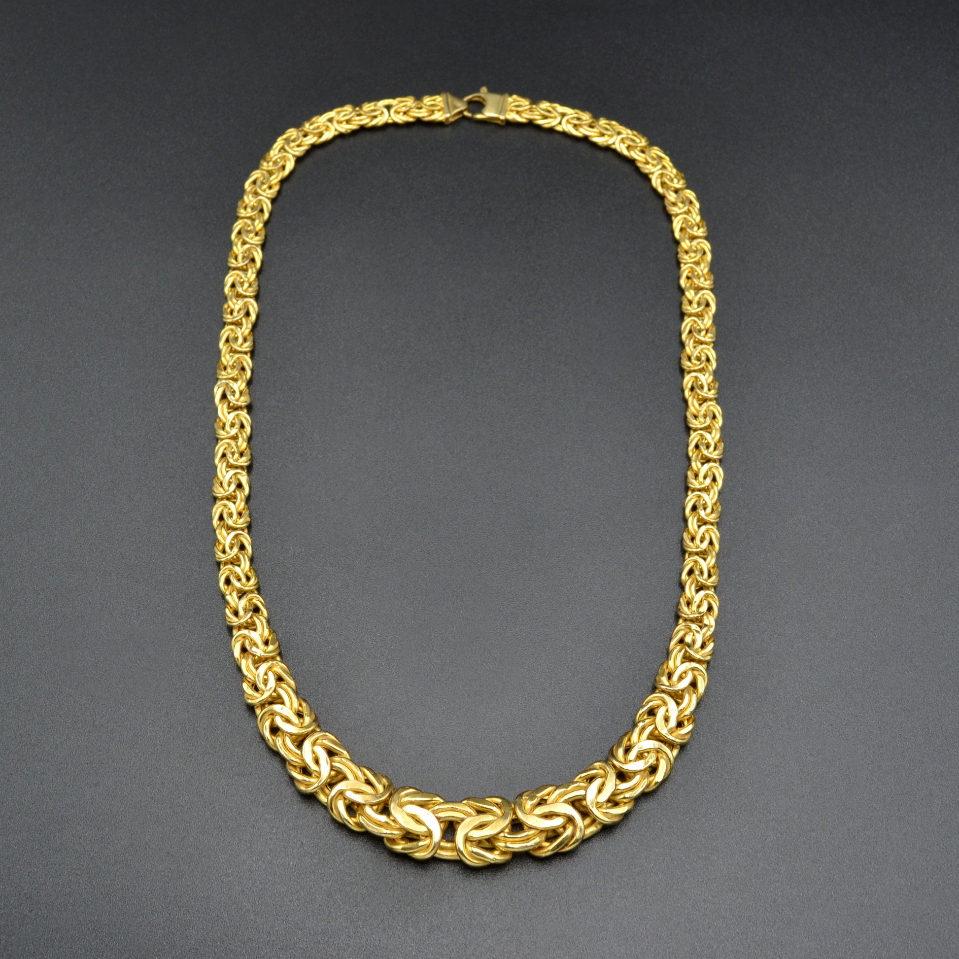 Vintage 14k Gold Graduated Byzantine Link Necklace