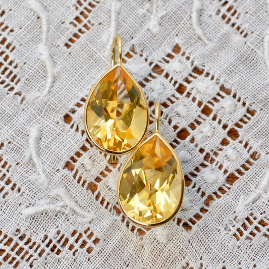 Vintage Citrine and 14k Gold Earrings