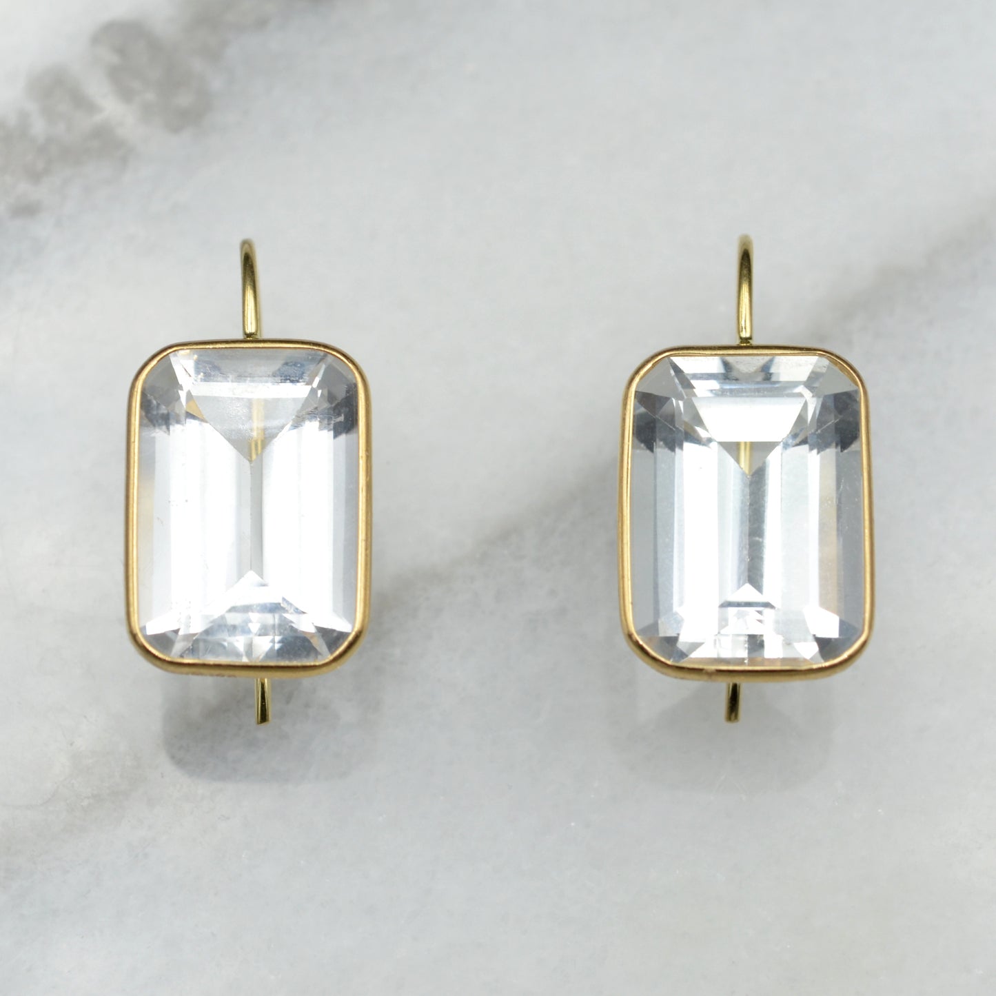 Vintage Colorless Topaz and 14k Gold Earrings