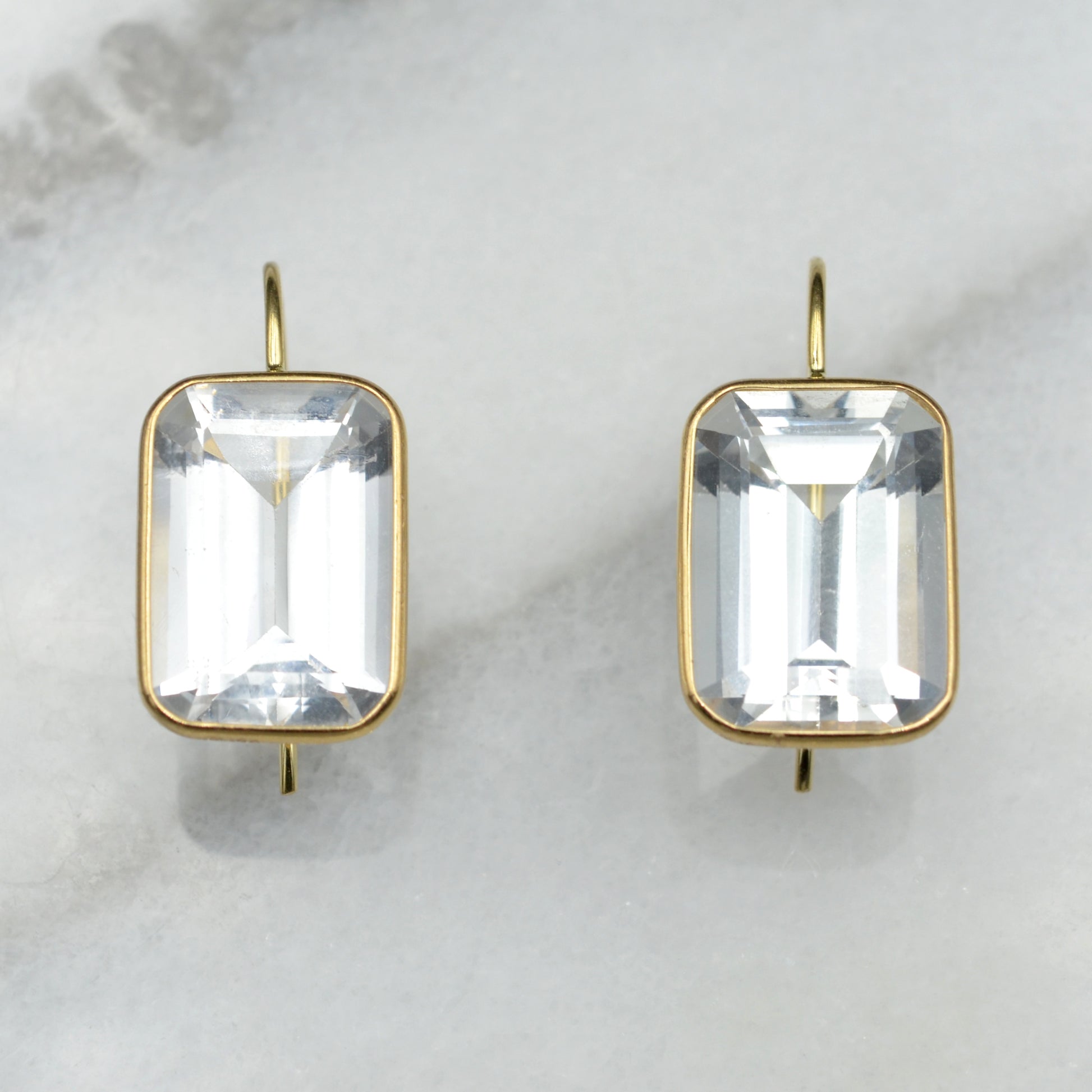 Vintage Colorless Topaz and 14k Gold Earrings