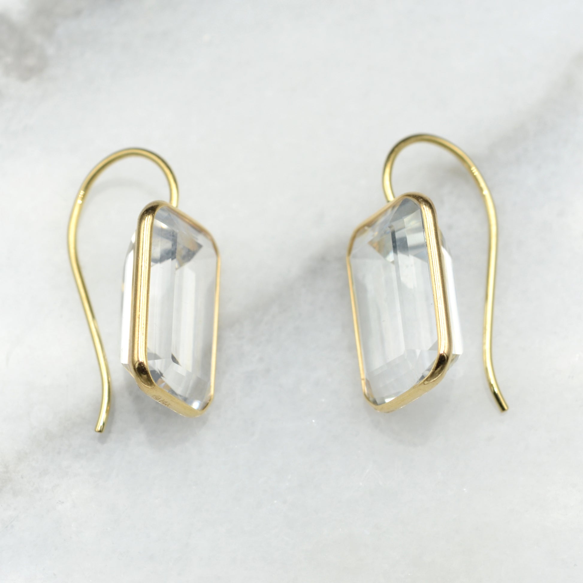 Vintage Colorless Topaz and 14k Gold Earrings