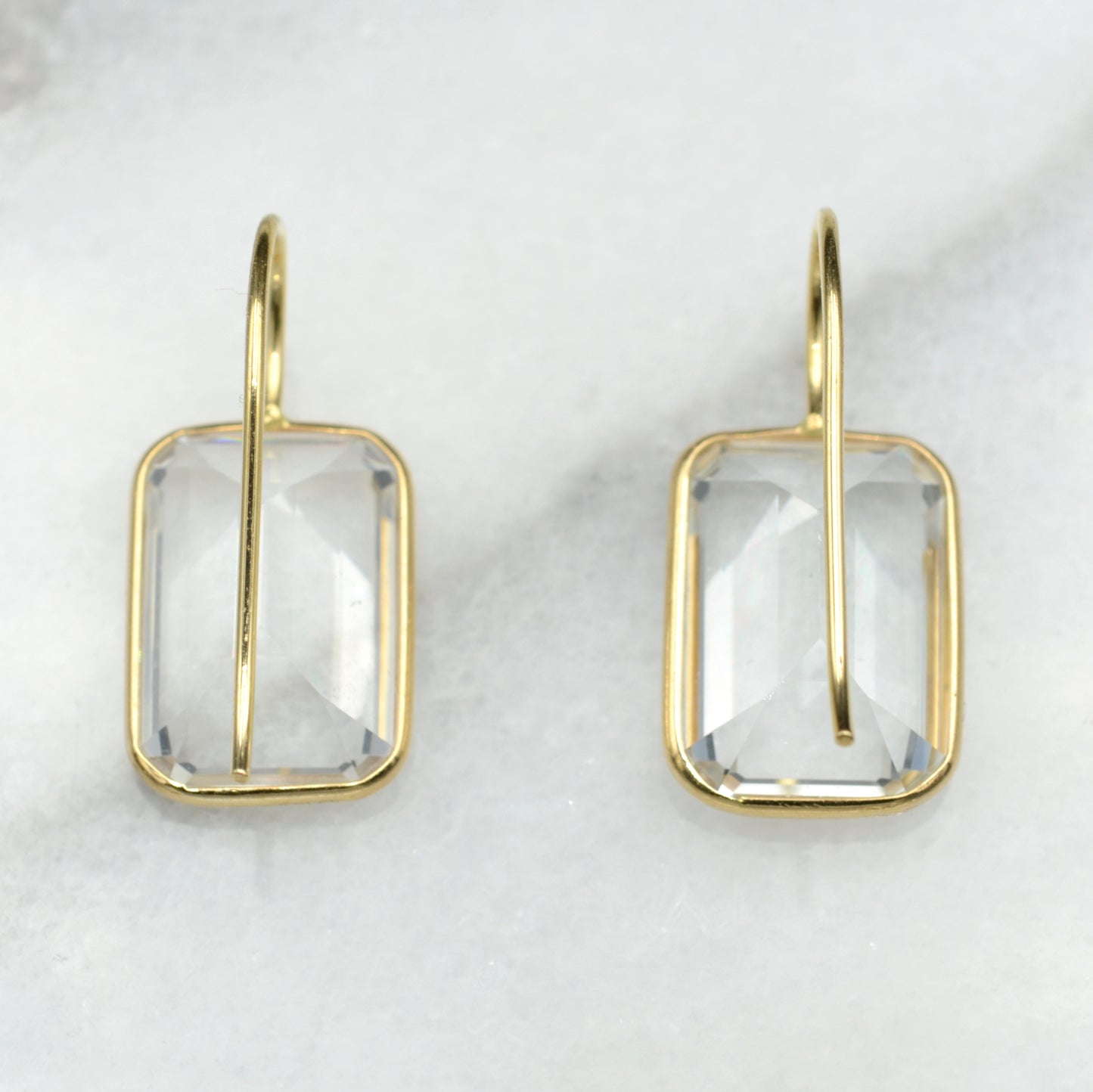 Vintage Colorless Topaz and 14k Gold Earrings