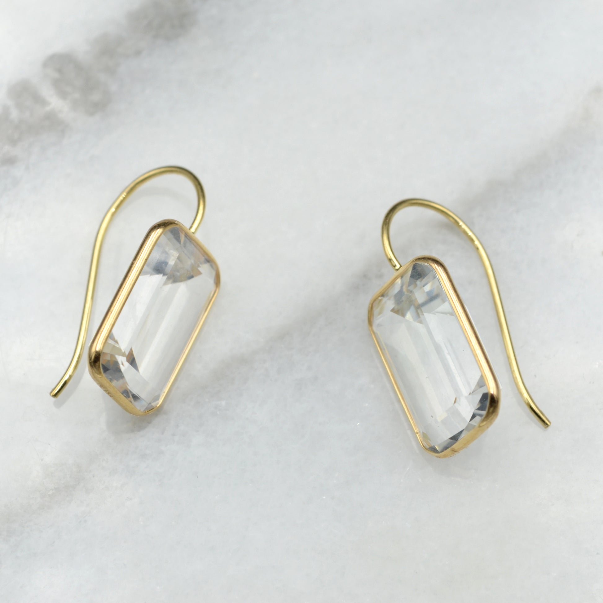 Vintage Colorless Topaz and 14k Gold Earrings