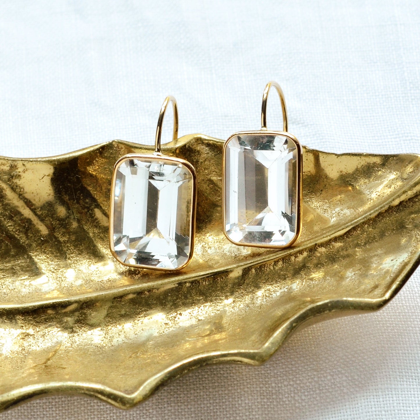 Vintage Colorless Topaz and 14k Gold Earrings