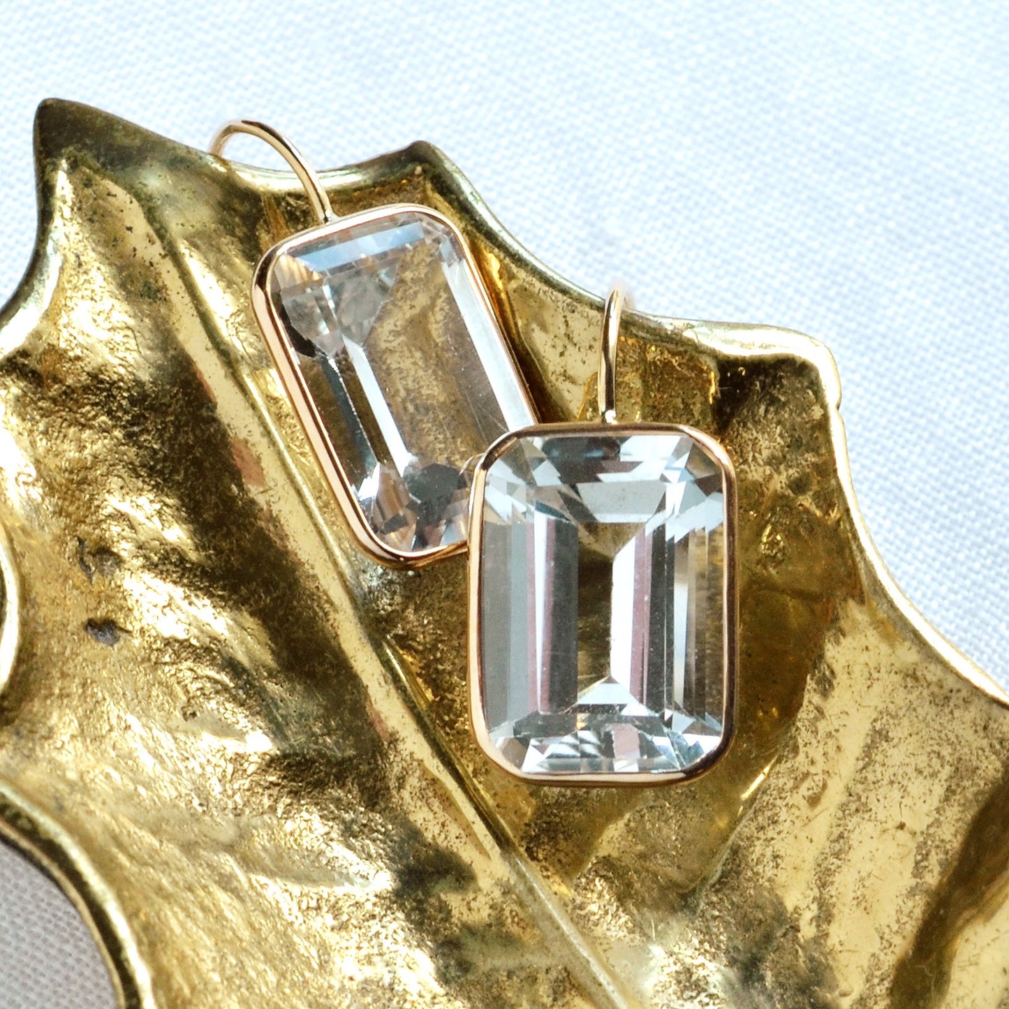 Vintage Colorless Topaz and 14k Gold Earrings