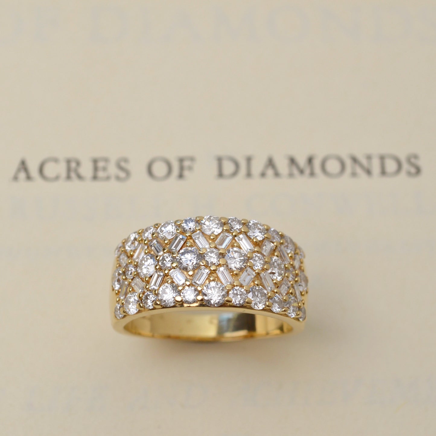 Vintage Diamond and 14k Gold Cigar Style Band