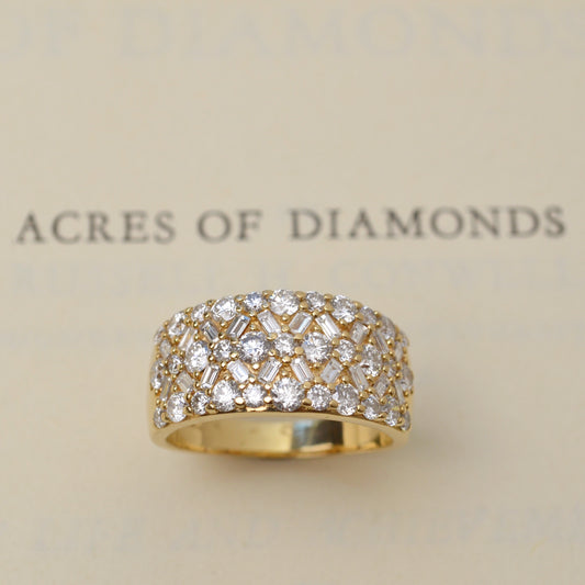 Vintage Diamond and 14k Gold Cigar Style Band