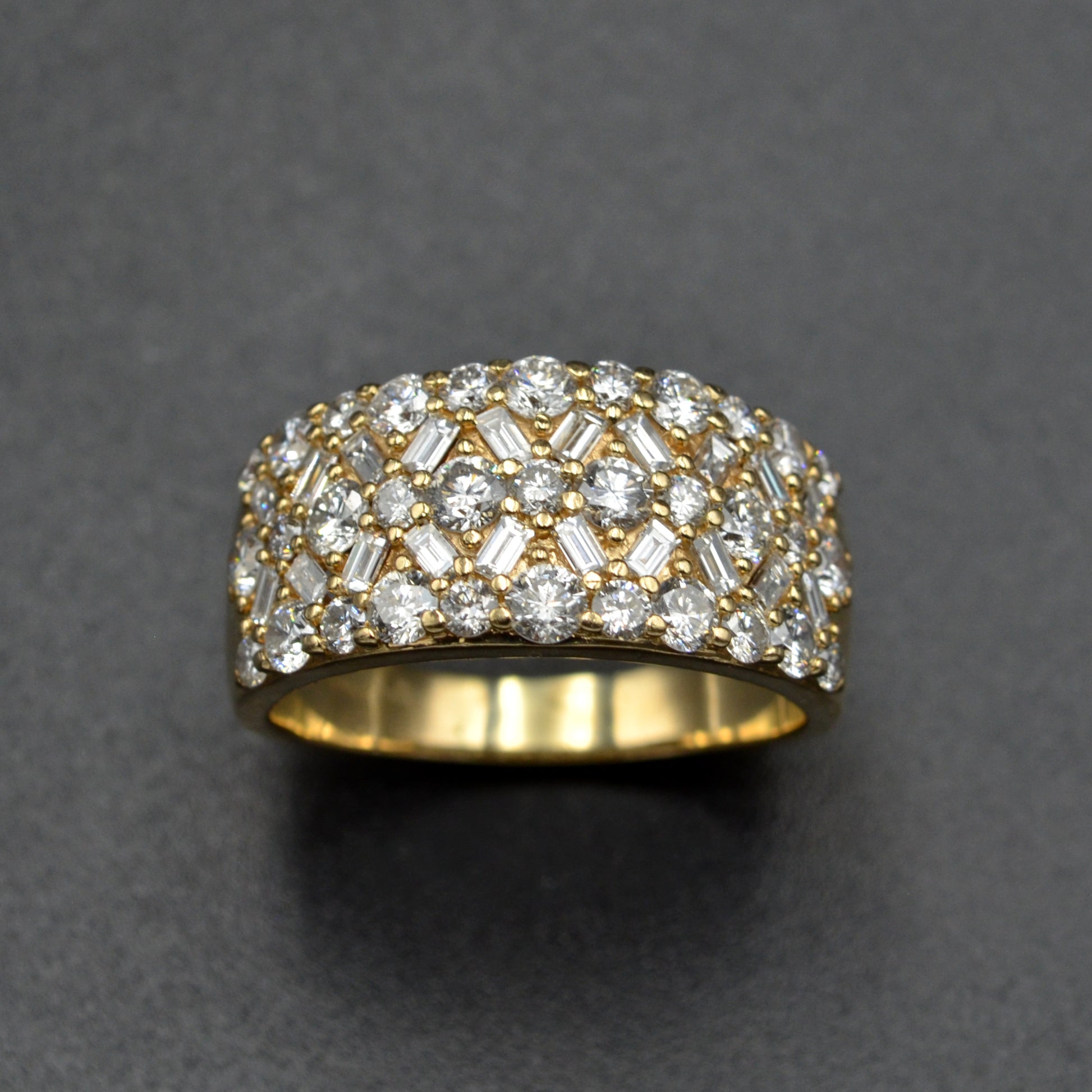 Vintage Diamond and 14k Gold Cigar Style Band