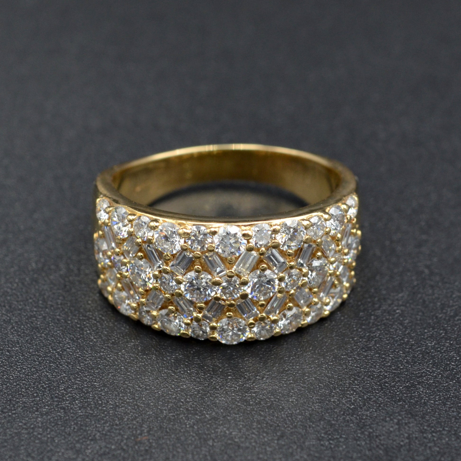 Vintage Diamond and 14k Gold Cigar Style Band