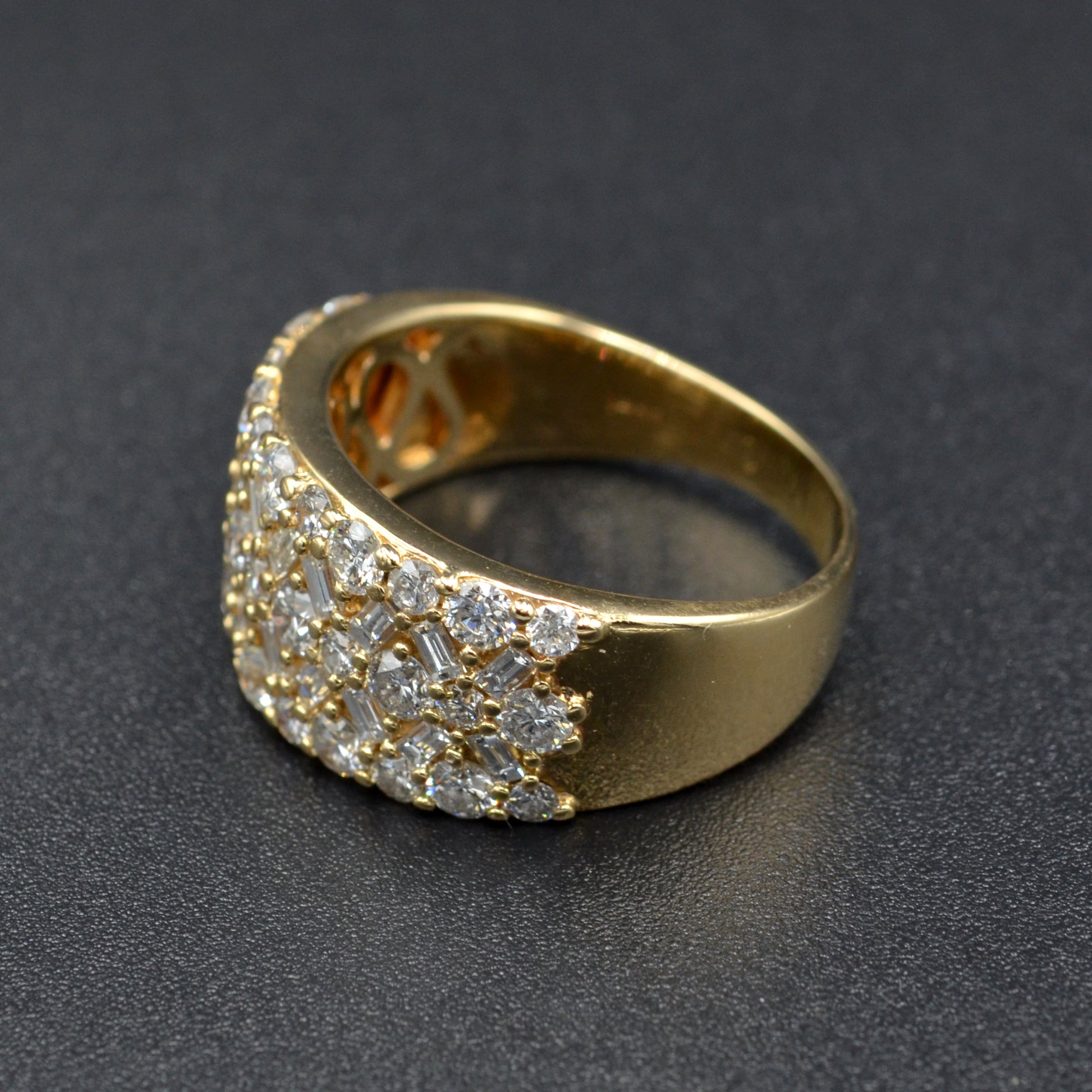 Vintage Diamond and 14k Gold Cigar Style Band